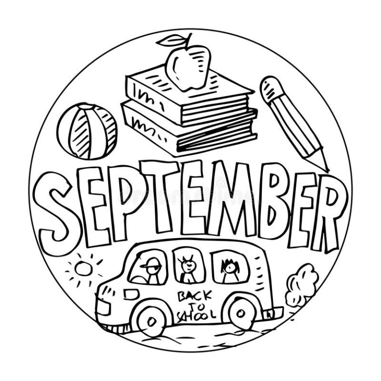 September Coloring Pages For Kids Stock Illustration Illustration Of Line Inspiration 122473895