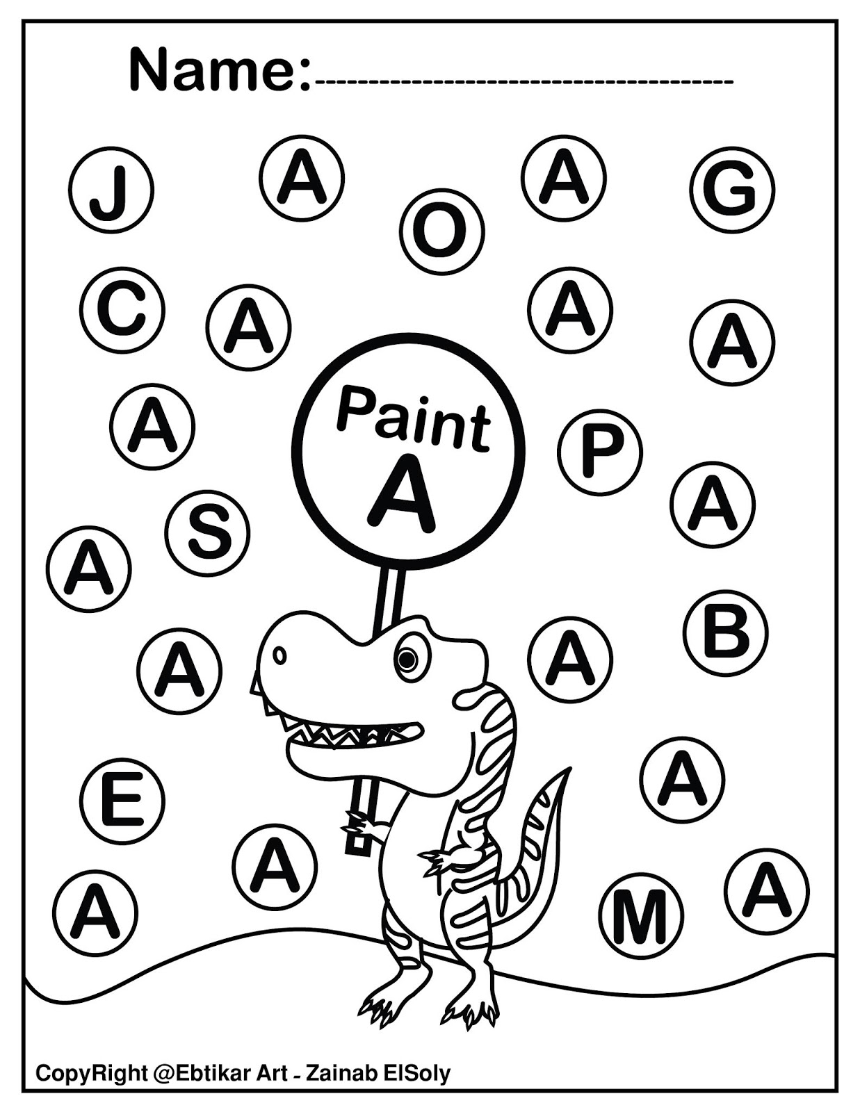 Set Of ABC Dinosaur Trex Activity Paint A Dot Preschool Coloring Sheets Set Of ABC Dinosaur Trex Activity Paint A Dot Preschool Coloring Sheets