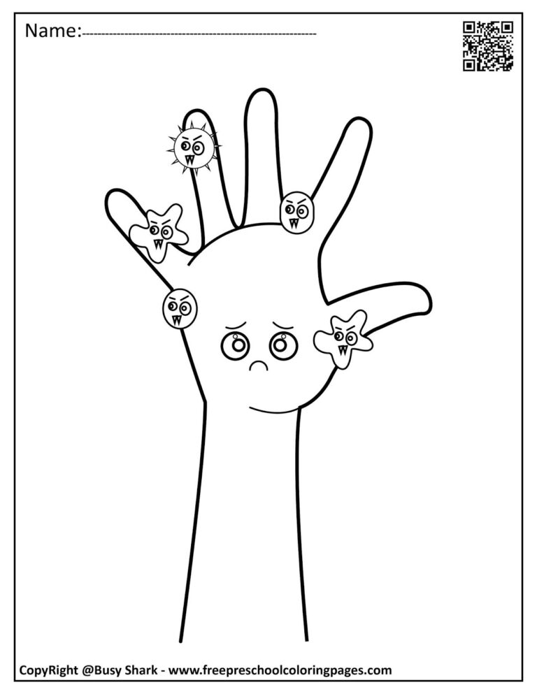 Set Of Hand Washing And Germs Coloring Pages