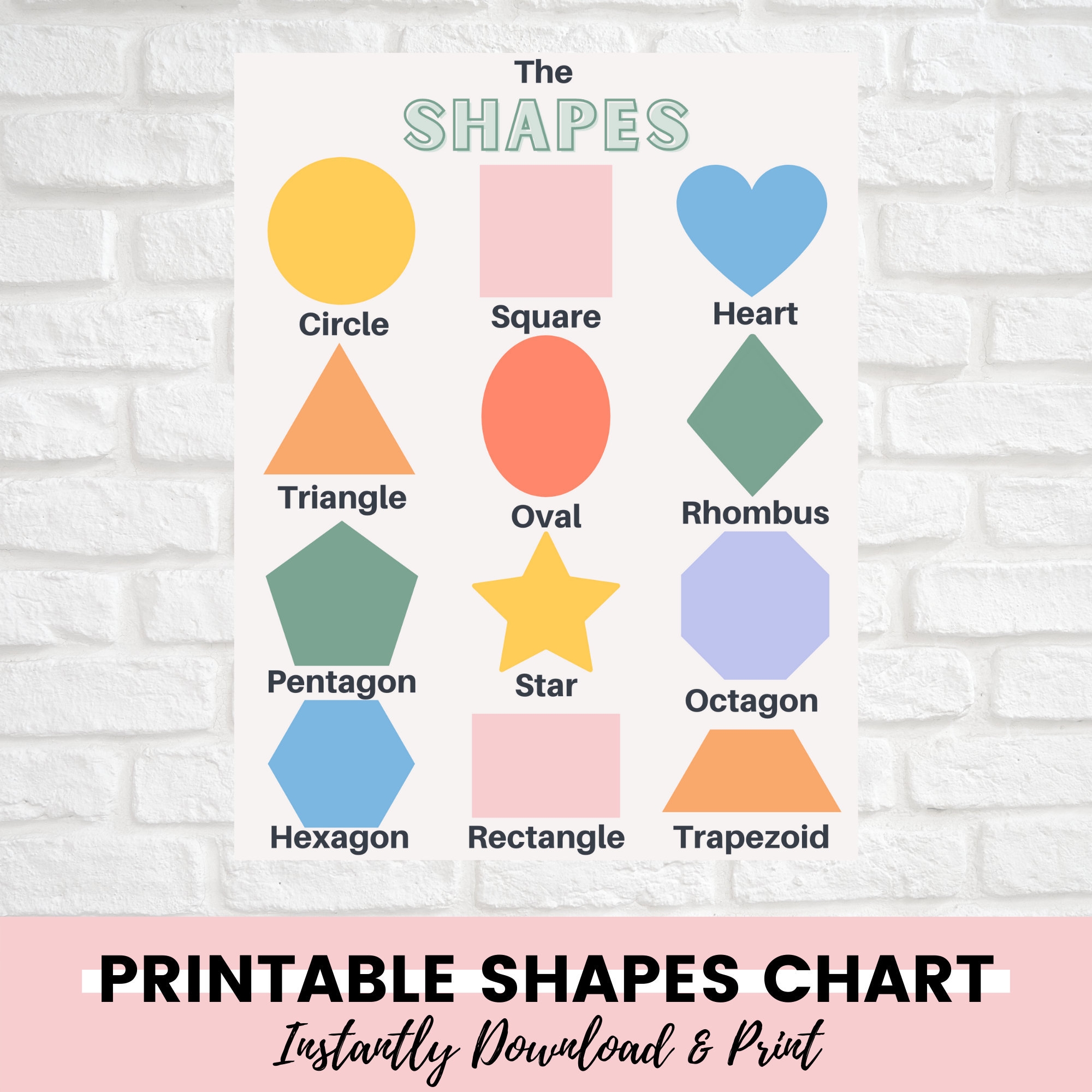 Shapes Chart Educational Printable Printable Homeschool Activity Digital Download Homeschool Resource Preschool Activity Learning Shapes