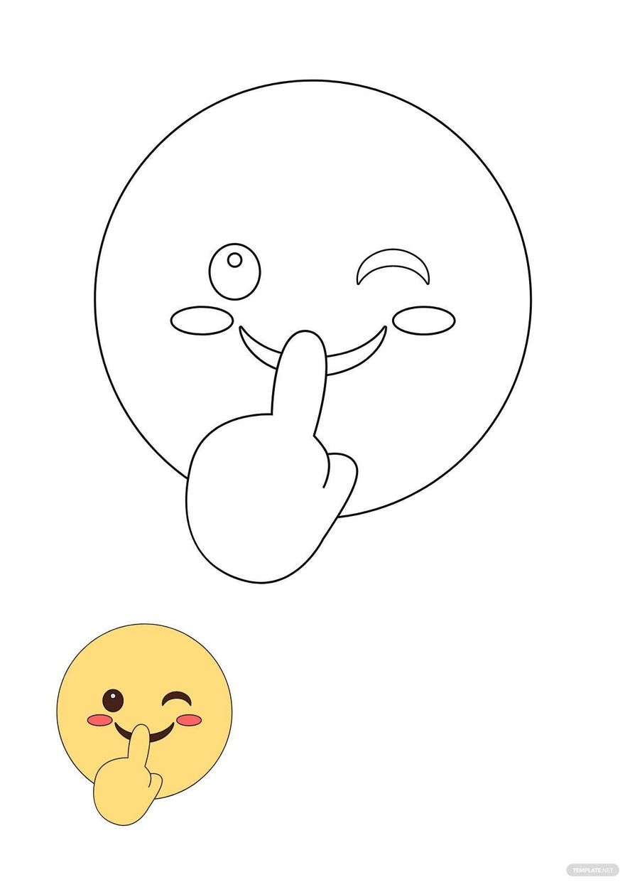 Shh Smiley Coloring Page In PDF JPG Download Template Shh Smiley Coloring Page In PDF JPG Download Template
