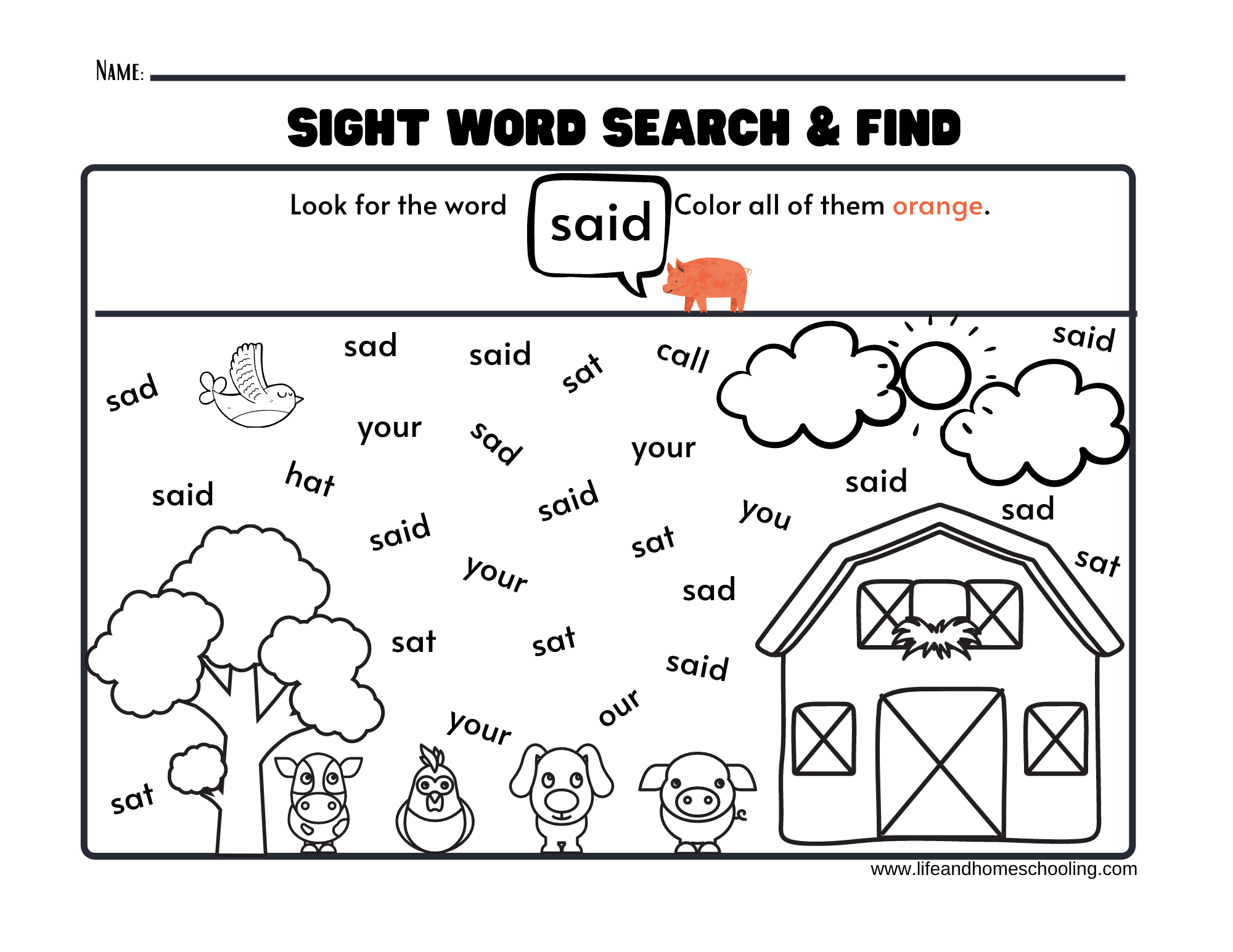 Sight Words Activities Worksheets For Kindergarten