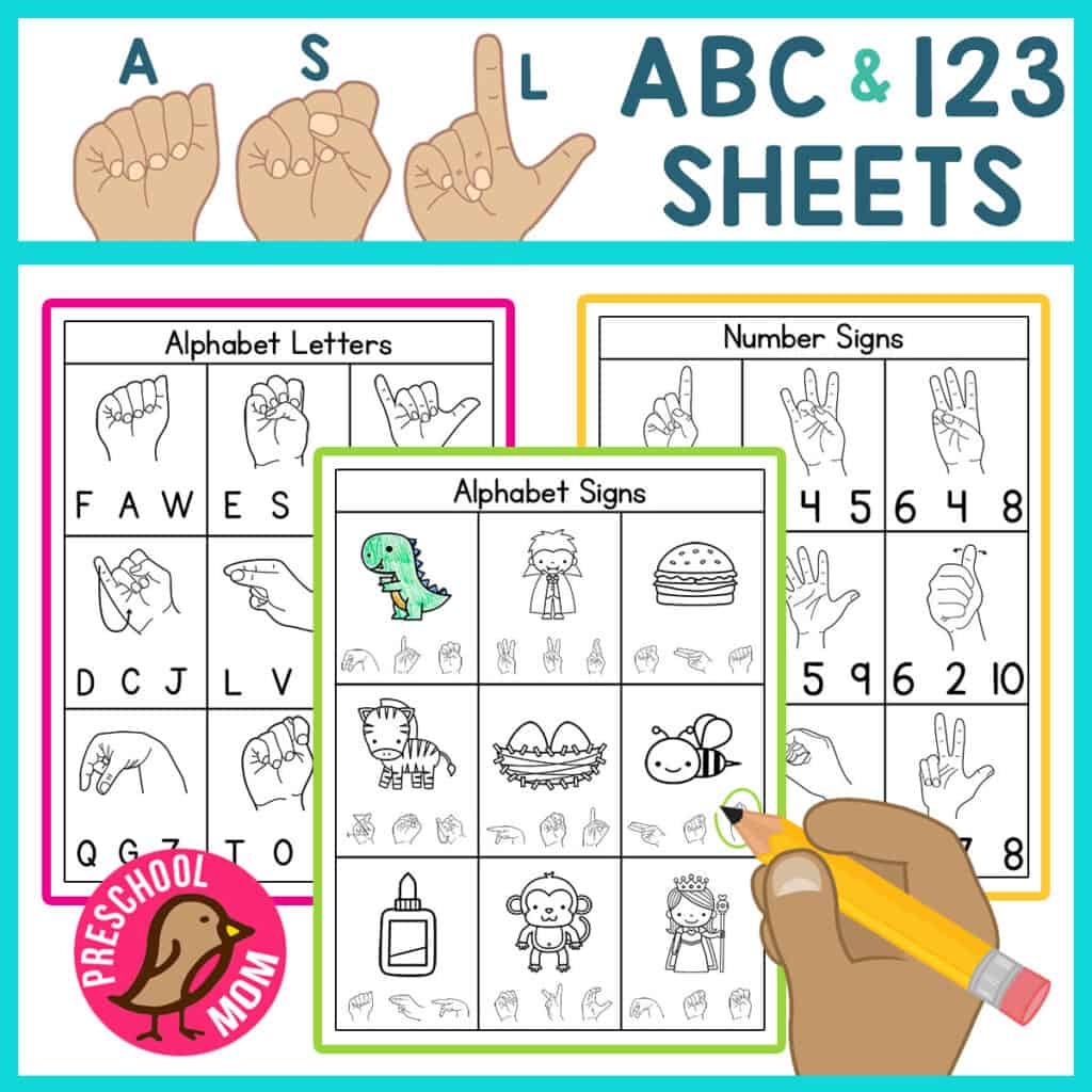 Sign Language Printables Preschool Mom