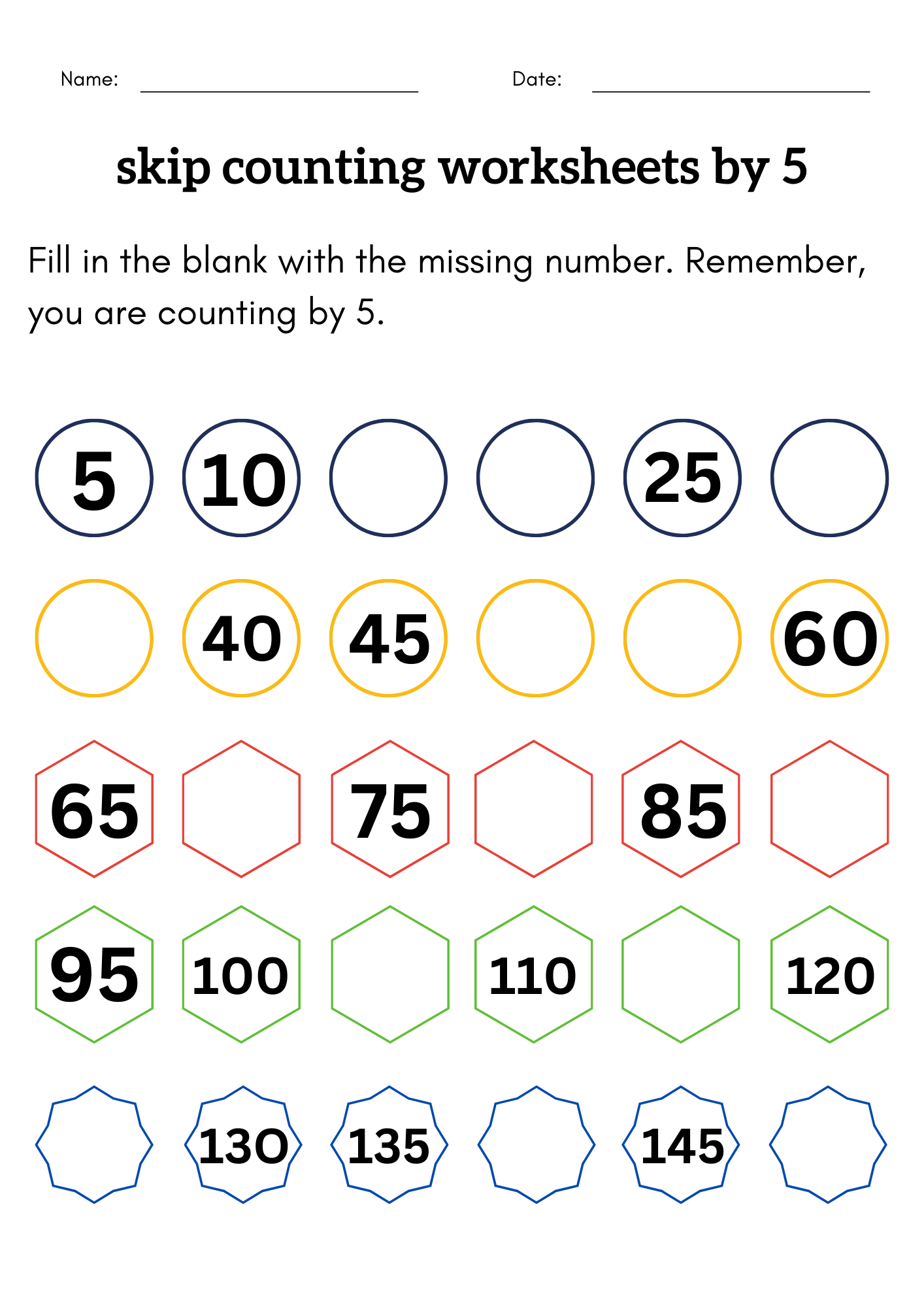 Printable Number 5 Worksheets For Kindergarten