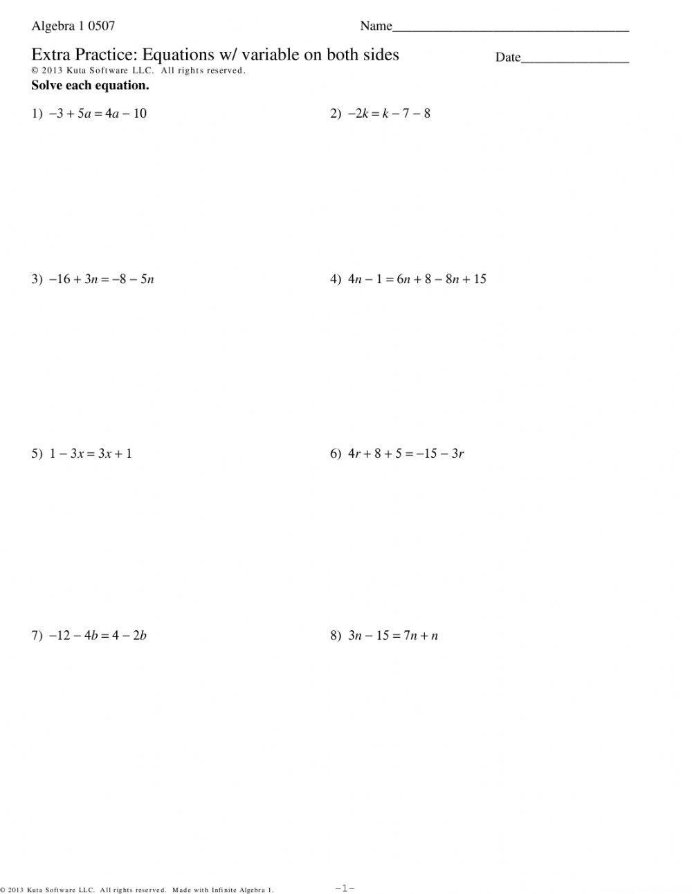 Solving Equations With Variables On Both Sides Maze Teaching Worksheets Library Solving Equations With Variables On Both Sides Maze Teaching Worksheets Library