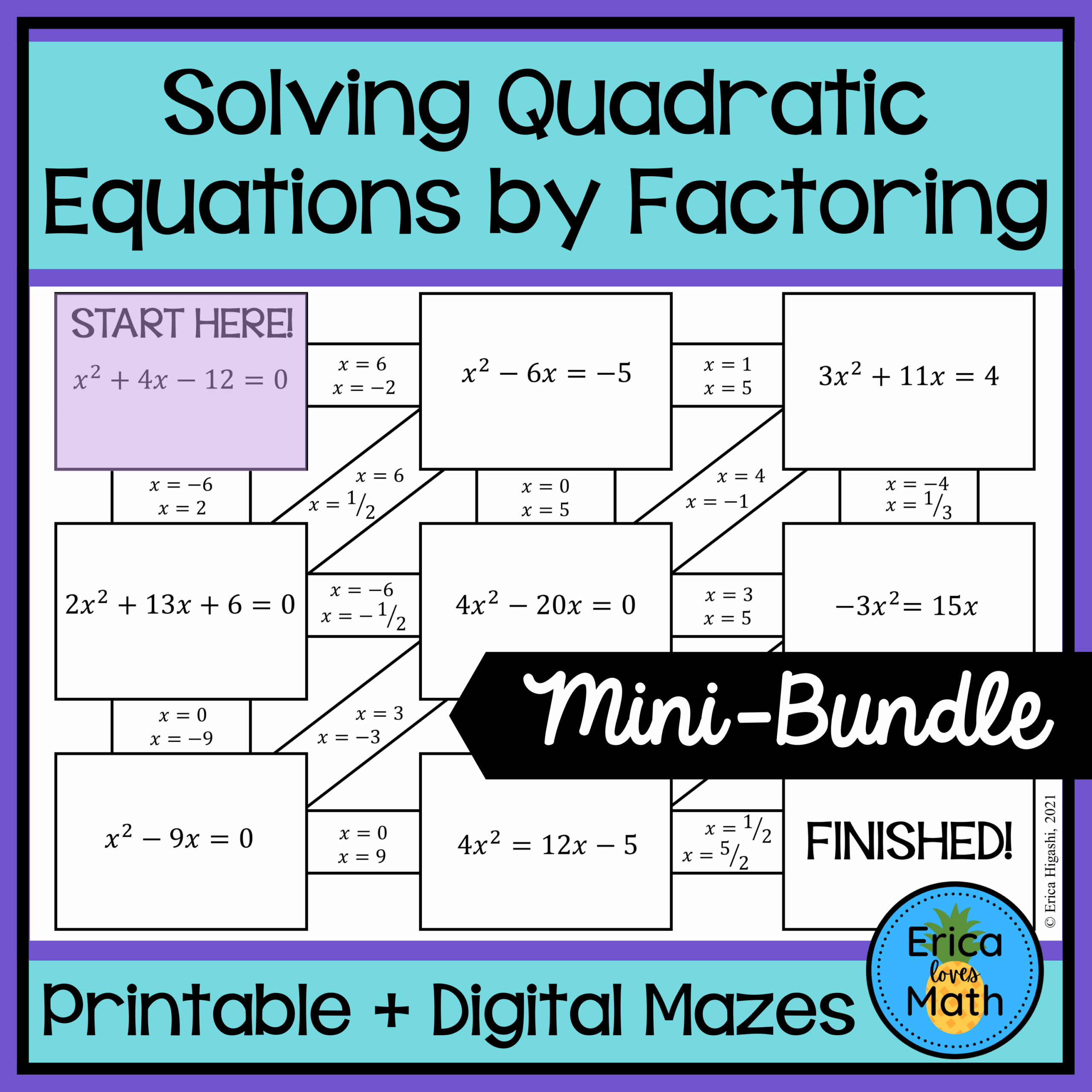 Solving Quadratic Equations By Factoring Activity Printable U0026 Digital Maze Classful Solving Quadratic Equations By Factoring Activity Printable U0026 Digital Maze Classful