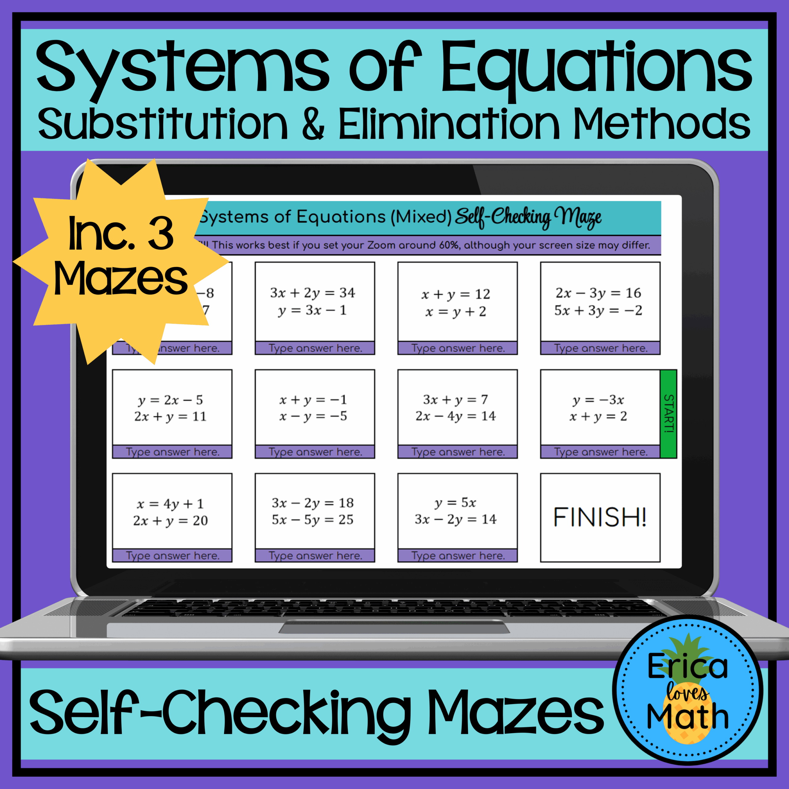 Solving Systems Of Equations Digital Activity Self Checking Maze Solving Systems Of Equations Digital Activity Self Checking Maze