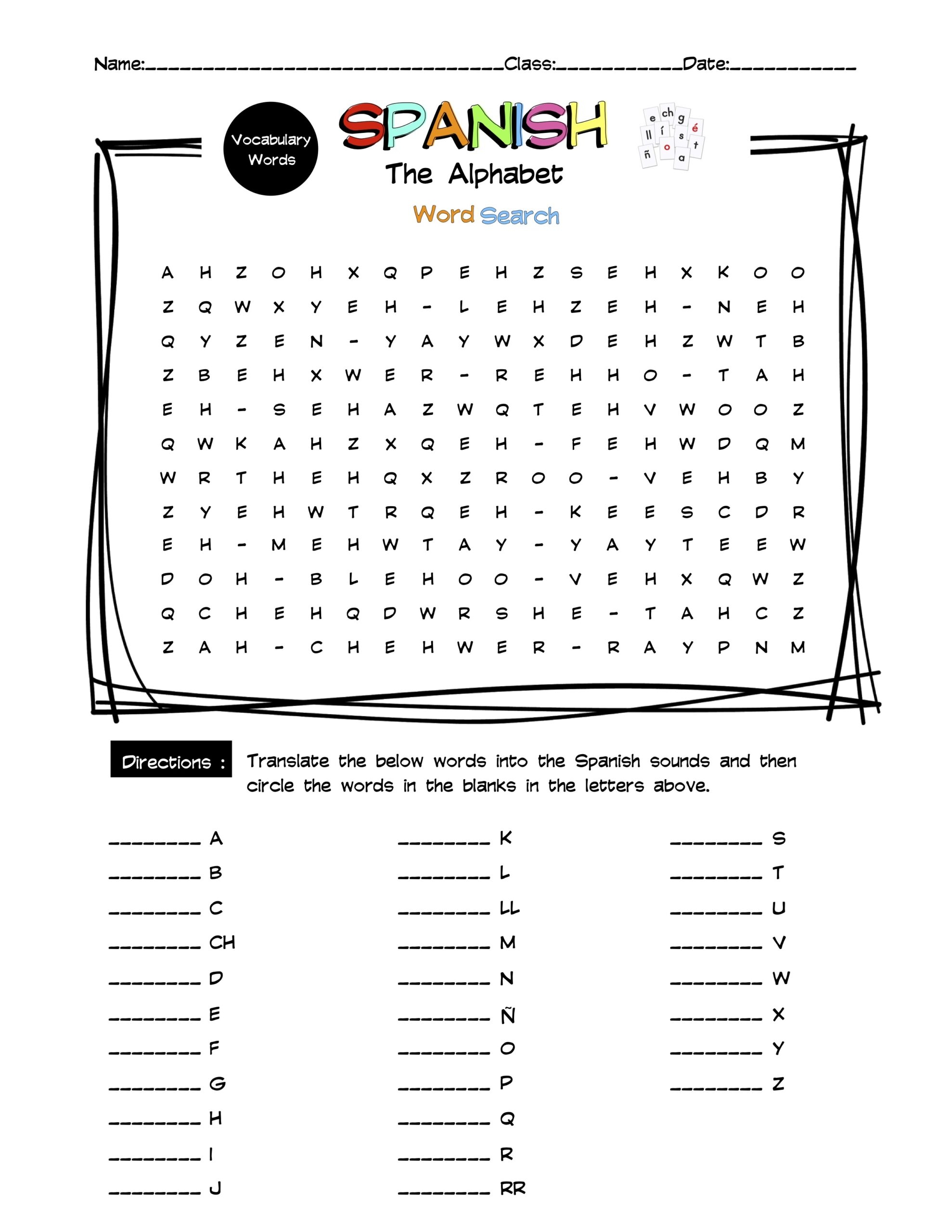 Spanish Alphabet With Pronunciation Worksheet Spanish Alphabet With Pronunciation Worksheet