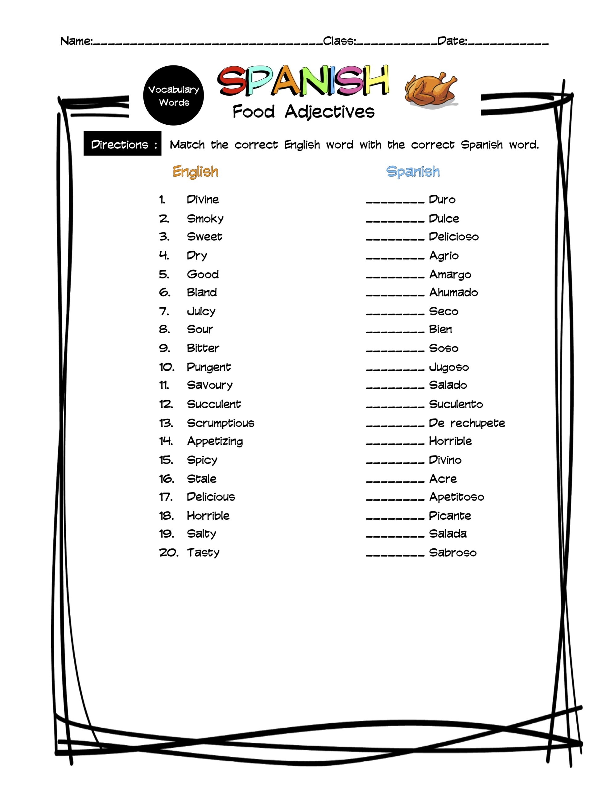 Free Printable Spanish To English Worksheets Free Printable Spanish To English Worksheets