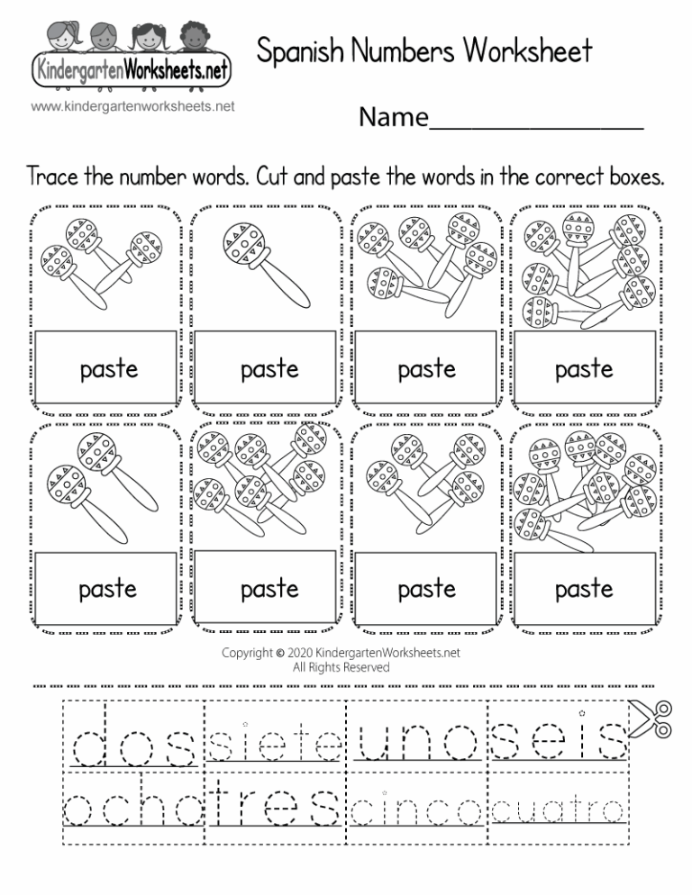 Spanish Numbers Worksheet Free Printable Digital PDF