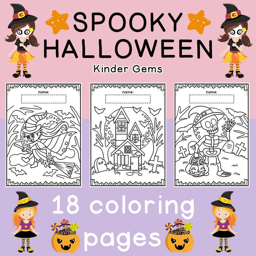 Spooky Halloween Coloring Pages Autumn Preschool 