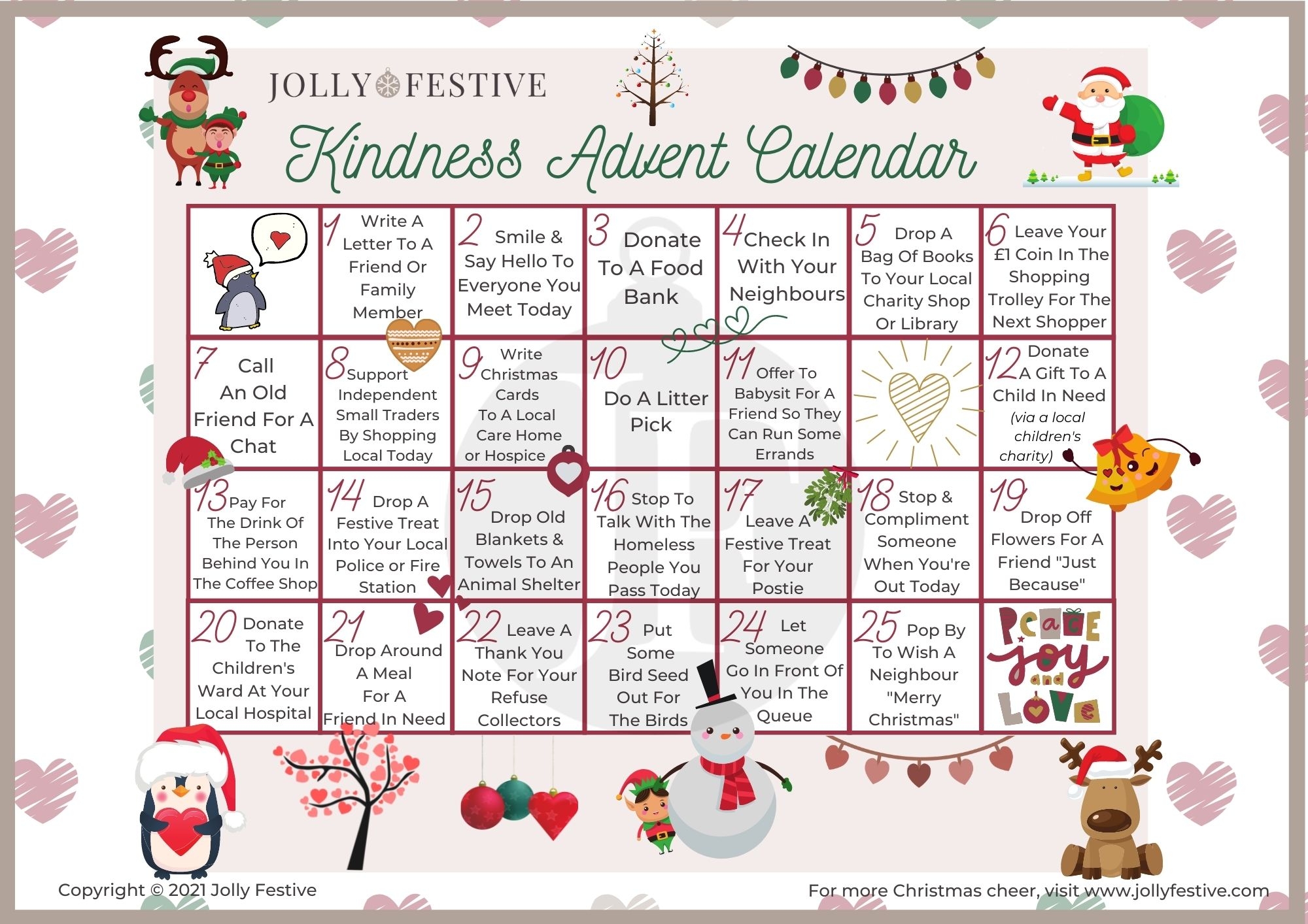 Spread Joy With A Kindness Advent Calendar Jolly Festive Spread Joy With A Kindness Advent Calendar Jolly Festive