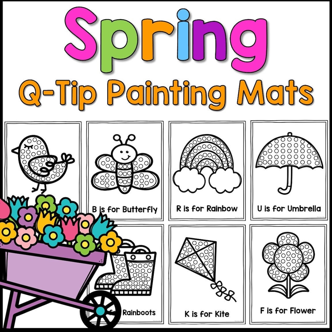 Spring NO PREP Q Tip Painting Mats For Preschool And Kindergarten Fine Motor Skills In March April And May Etsy
