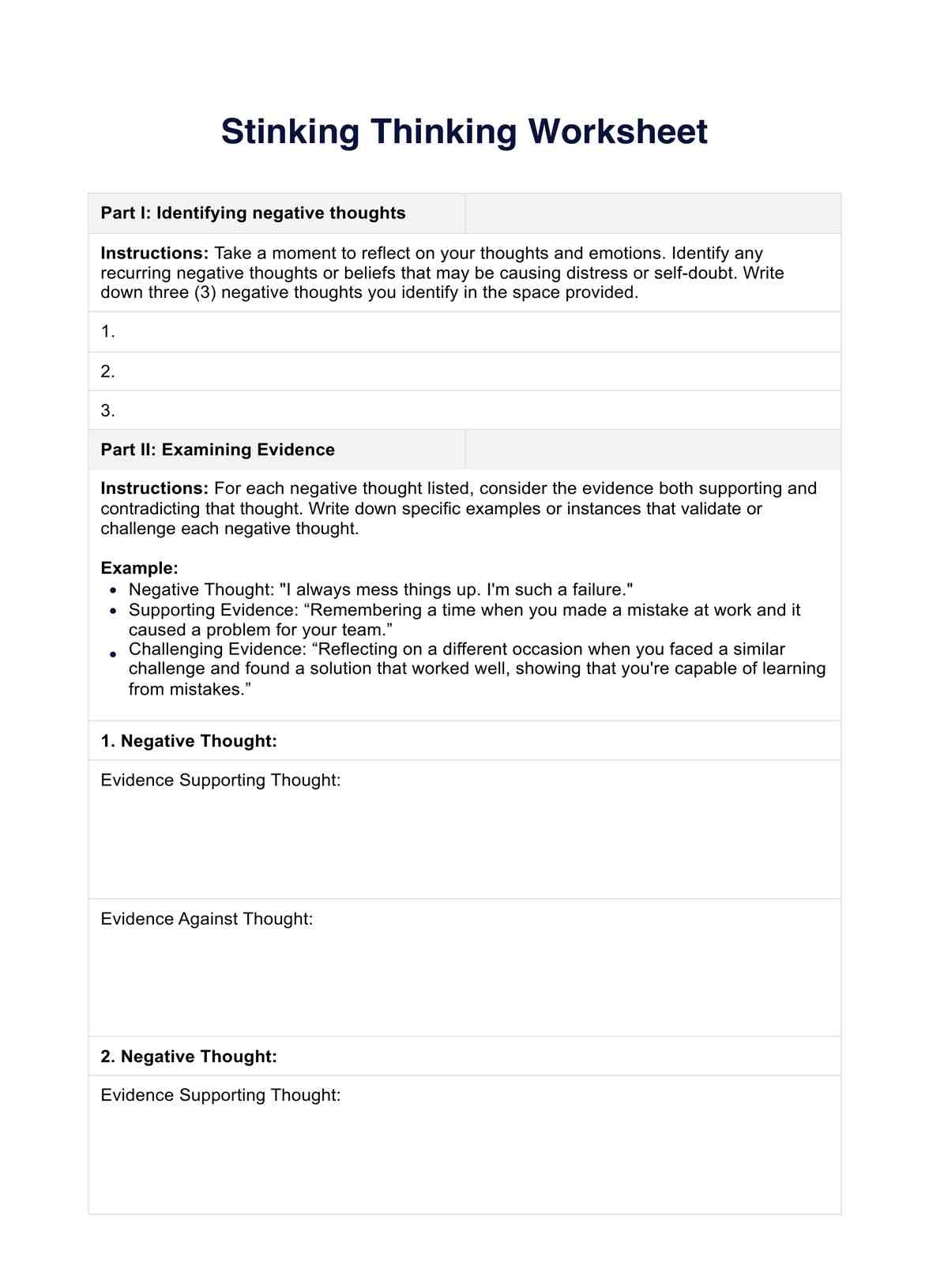Stinking Thinking Worksheet U0026 Example Free PDF Download Stinking Thinking Worksheet U0026 Example Free PDF Download