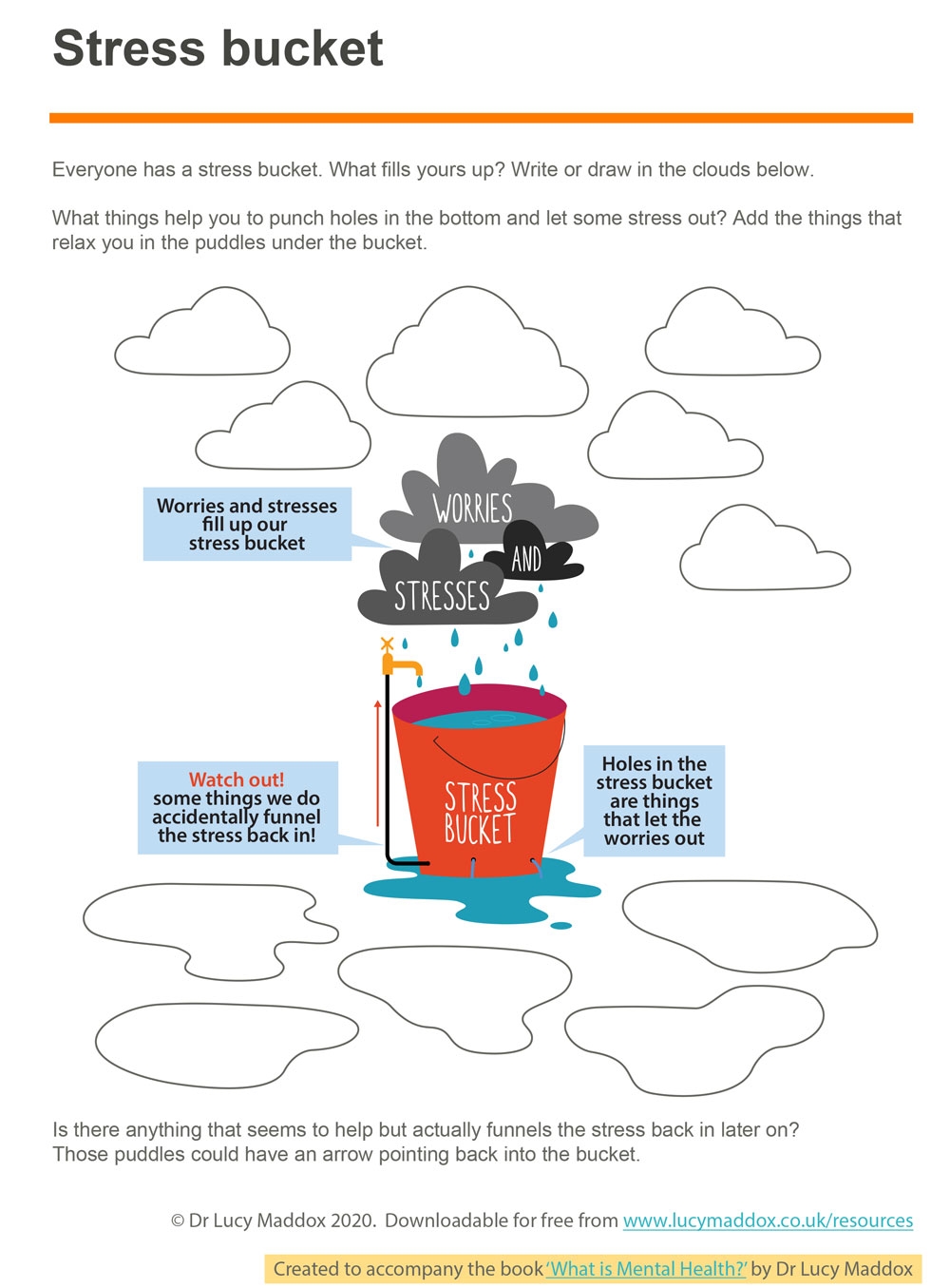 Free Printable Stress Bucket Worksheet Free Printable Stress Bucket Worksheet