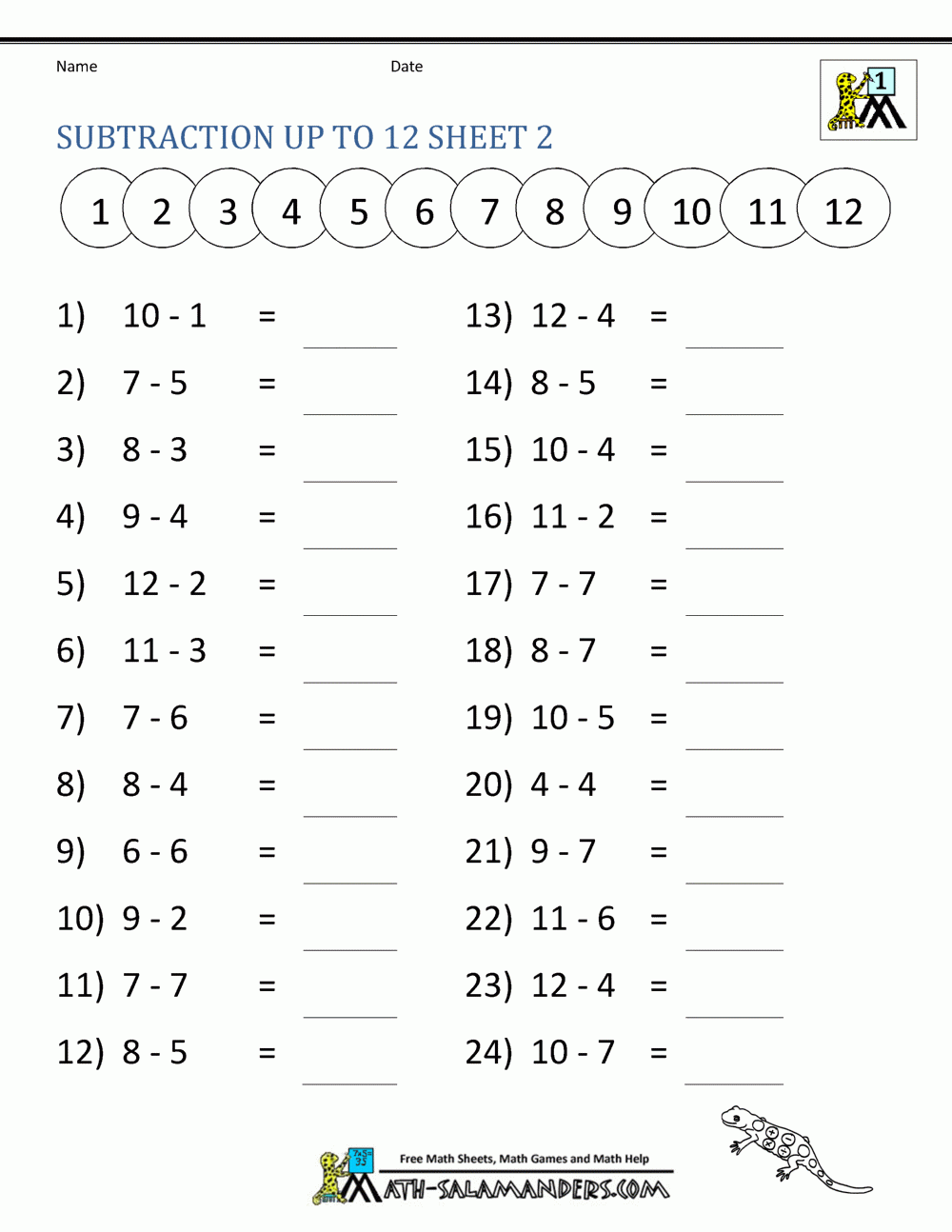 Math Facts Worksheets Free Printable
