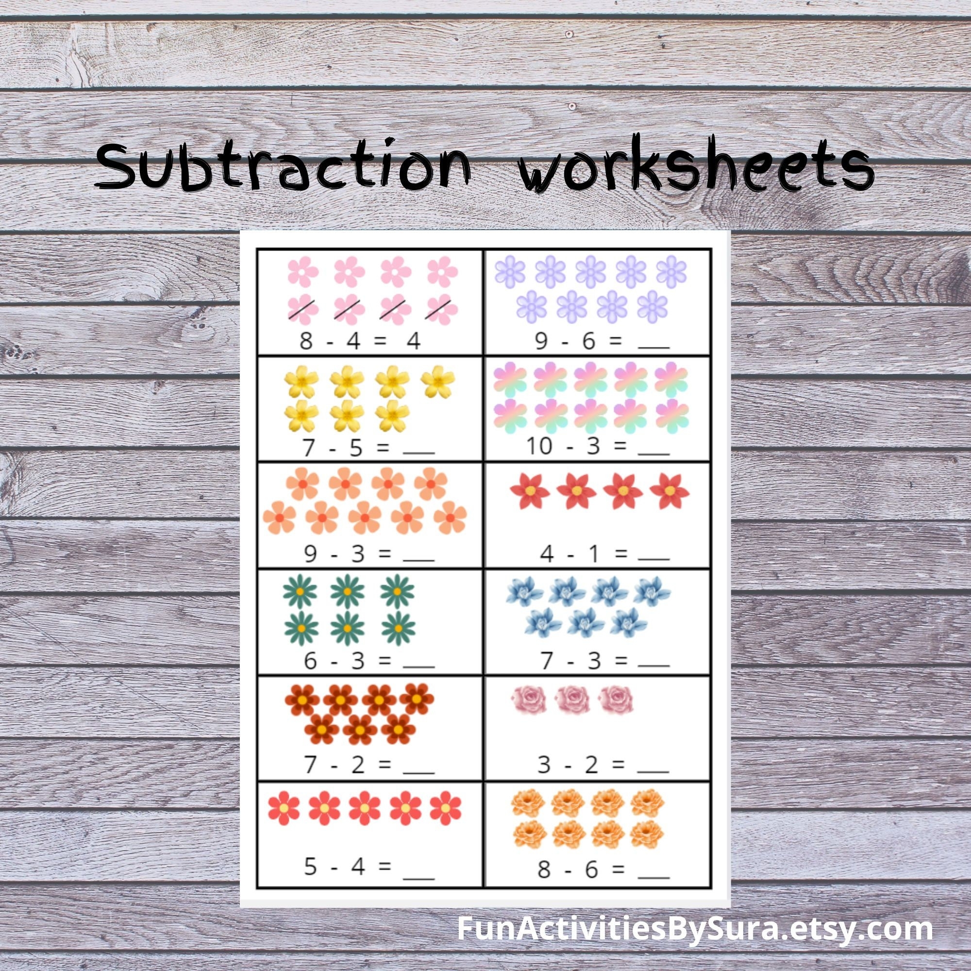 Subtraction Worksheets EYFS Maths Activity Nursery Maths Printable Worksheets Teaching Resource Picture Maths Worksheets Education Etsy Australia