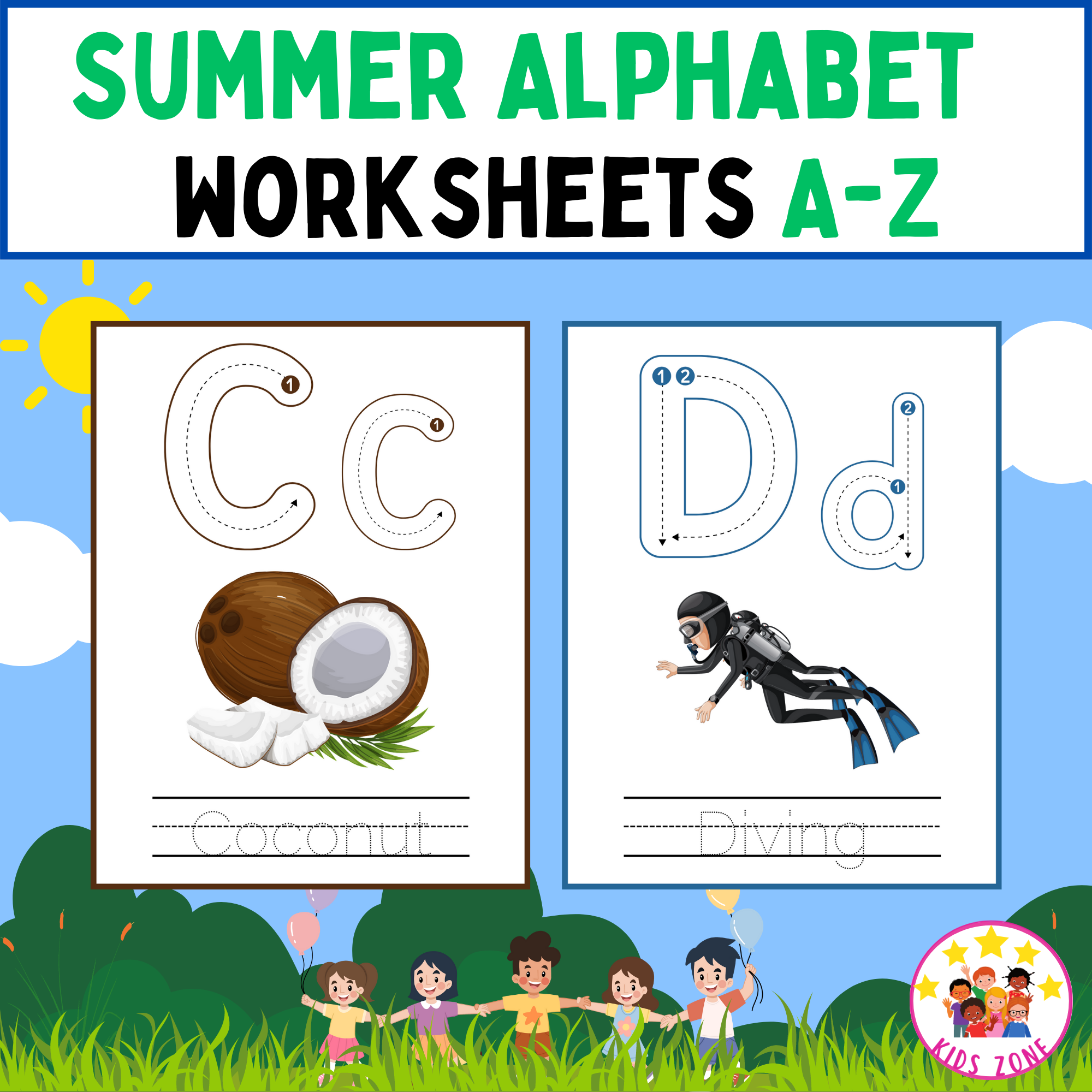 Summer Alphabet Letters Handwriting Worksheets For Preschoolers U0026 Kindergarten Made By Teachers