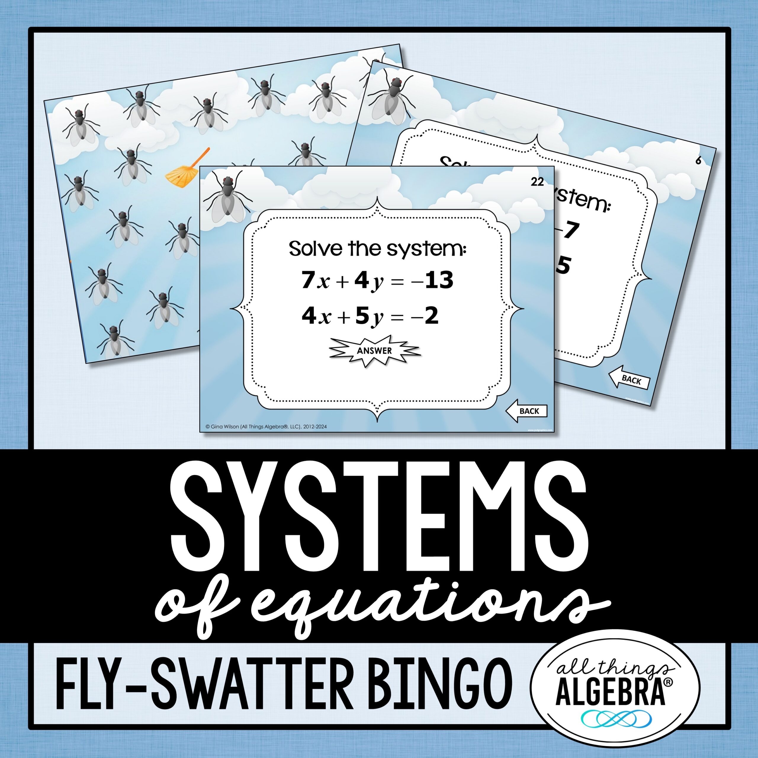 Systems Of Equations Fly Swatter Bingo Game All Things Algebra Systems Of Equations Fly Swatter Bingo Game All Things Algebra