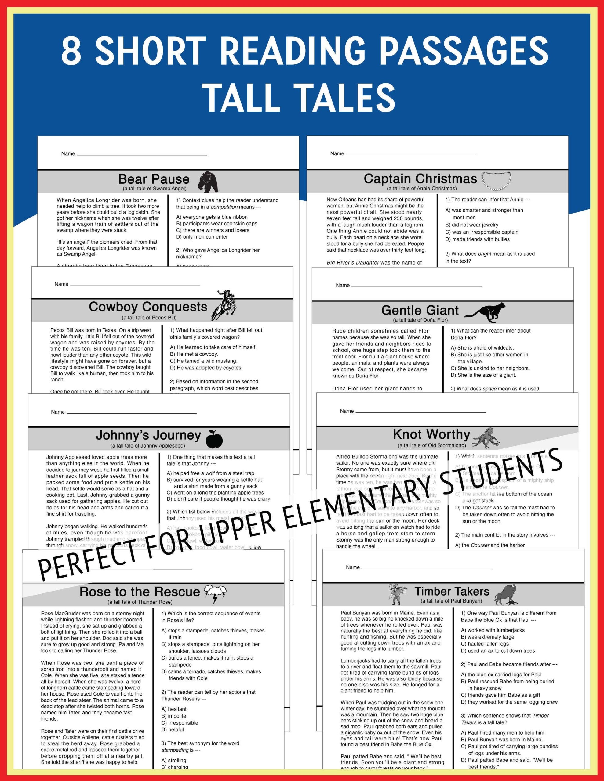 Tall Tale Reading Comprehension Worksheet teacher Made Worksheets Library Tall Tale Reading Comprehension Worksheet teacher Made Worksheets Library