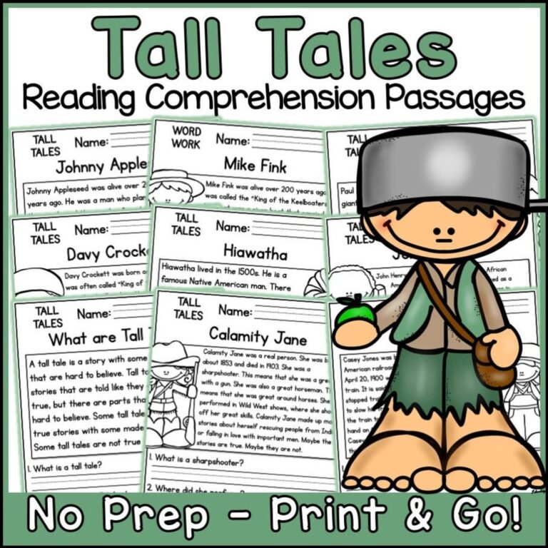 Tall Tales Reading Comprehension Passages And Questions Science Printable Worksheets Etsy