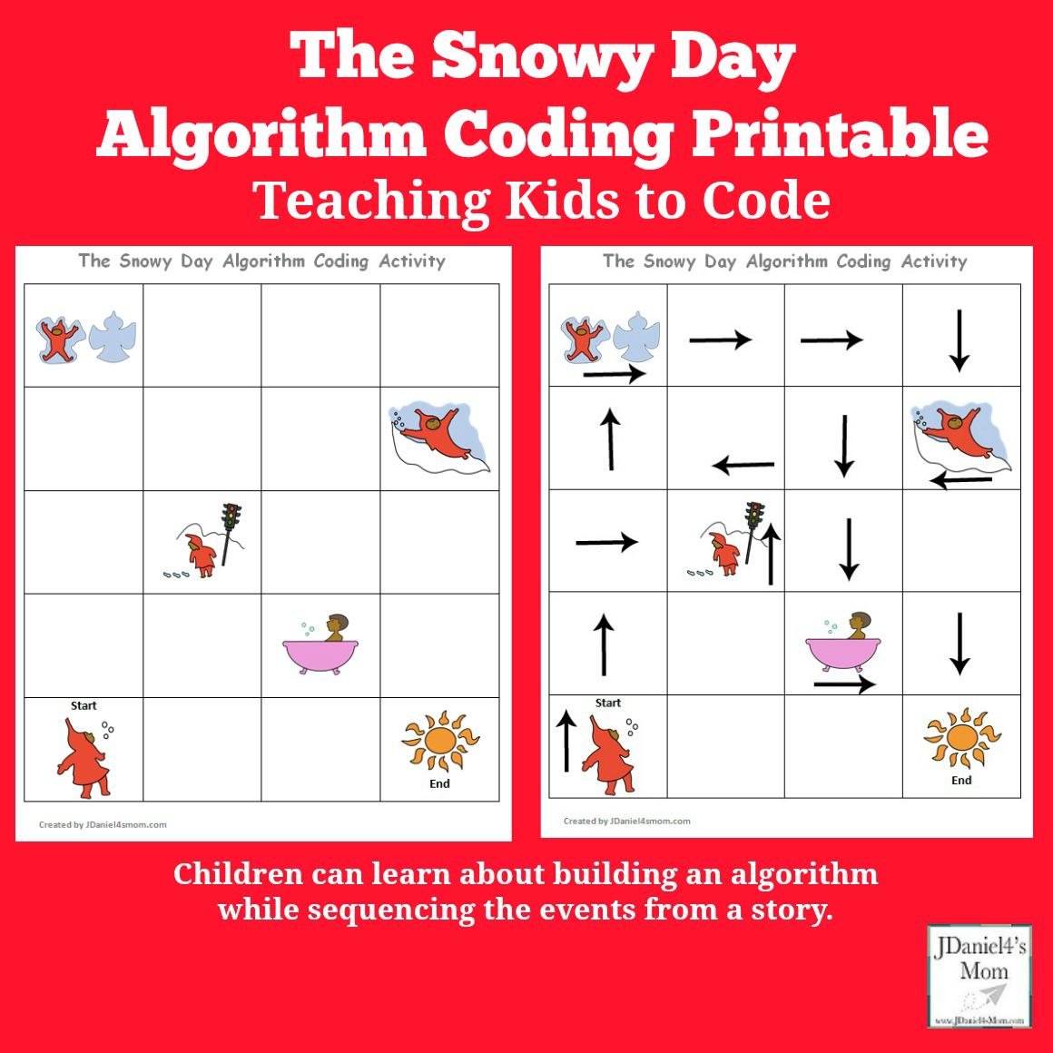 Teaching Kids To Code The Snowy Day Algorithm Coding Printable