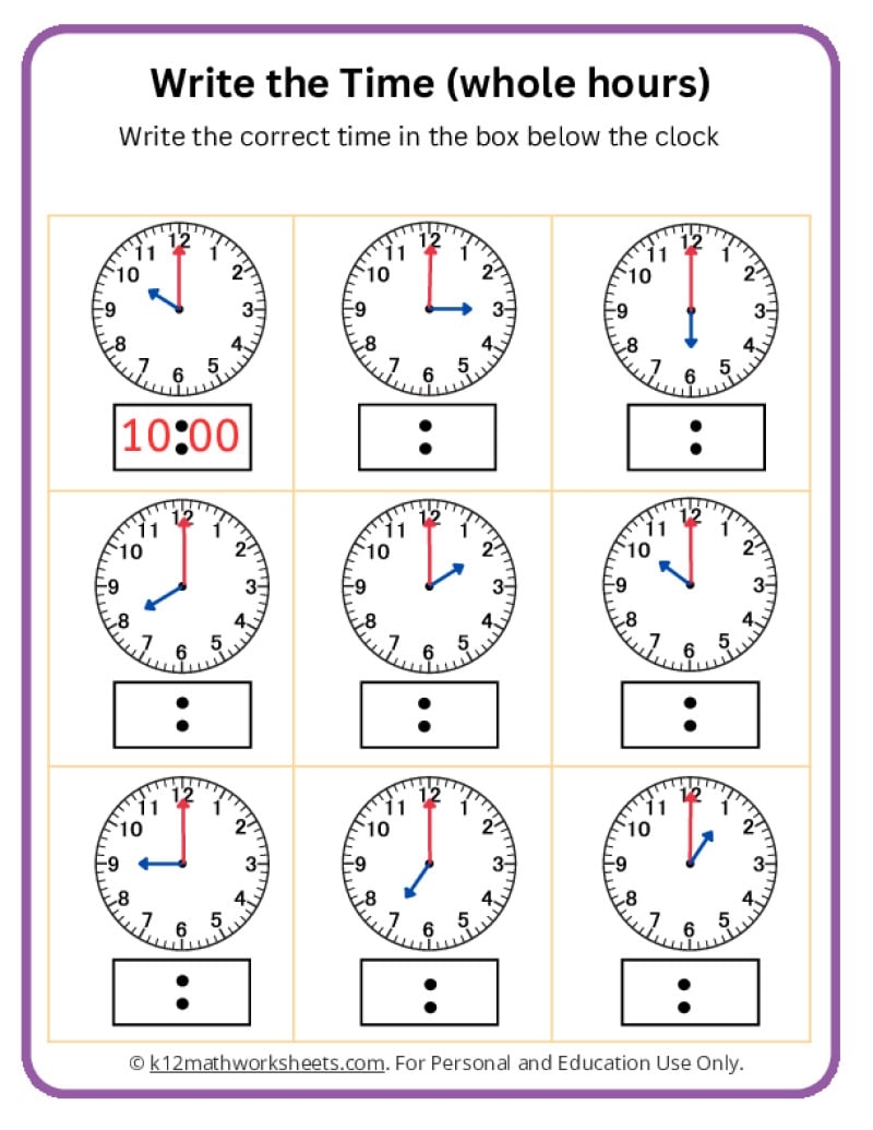 Telling Time Worksheets