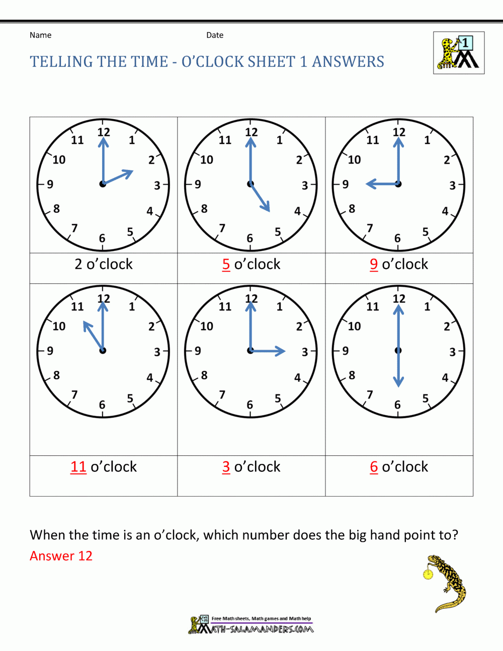 Telling Time Worksheets O clock And Half Past