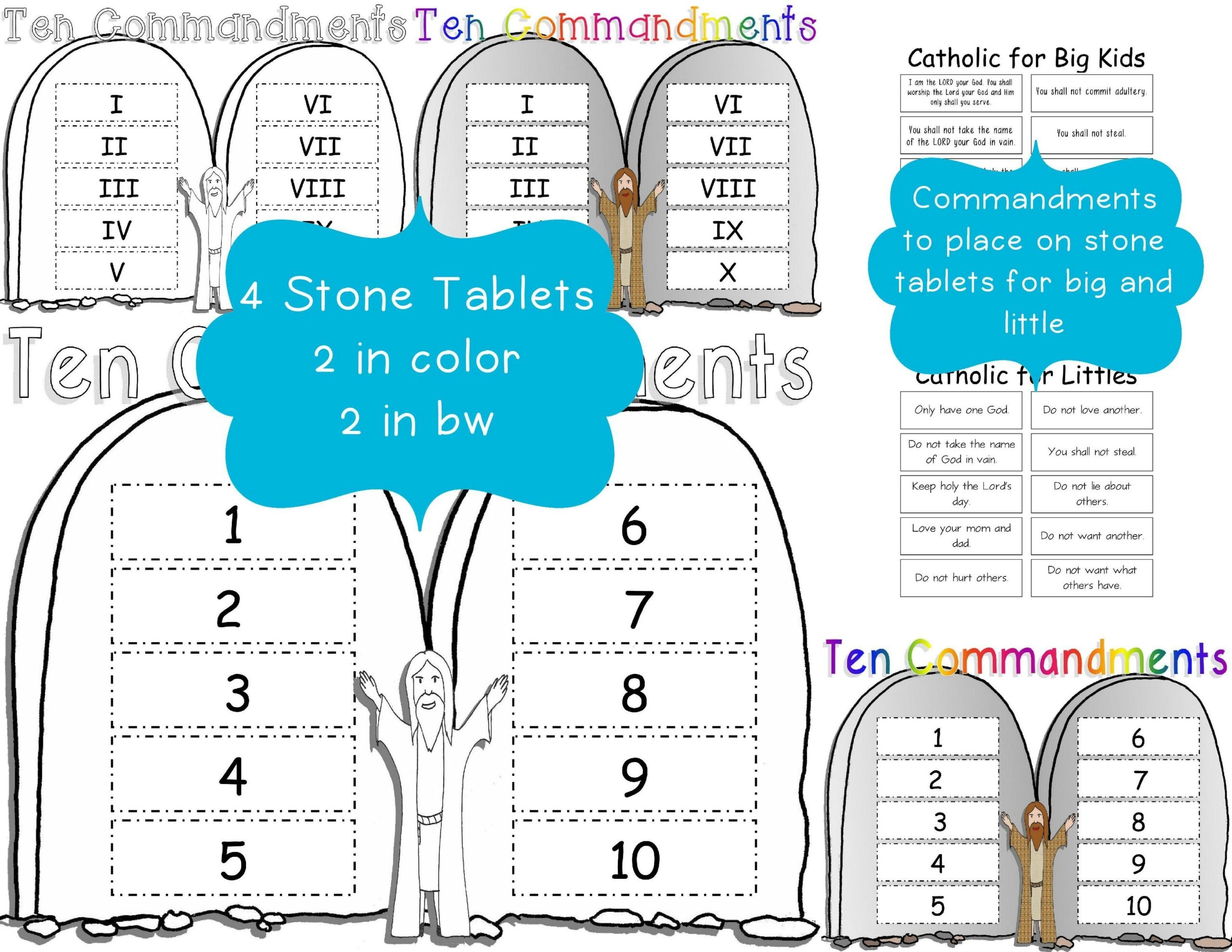 Ten Commandments Cut U0026 Paste Worksheets For Kids Catholic Made By Teachers