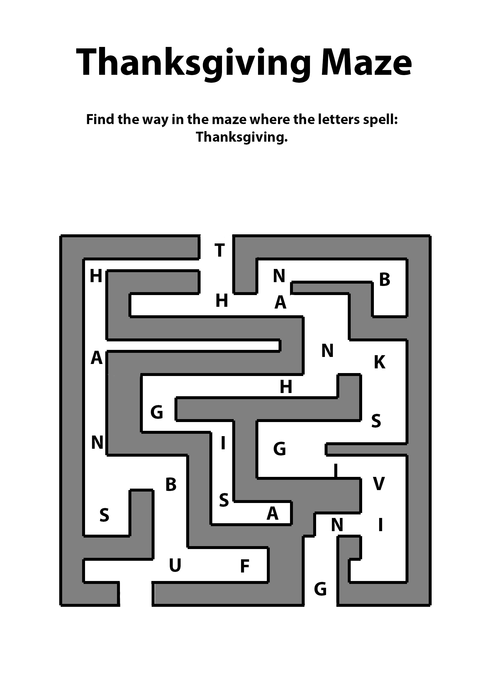 Thanksgiving Maze Worksheets Of Different Levels