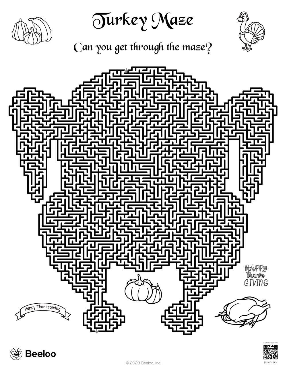 Thanksgiving themed Mazes Beeloo Printable Crafts And Activities For Kids