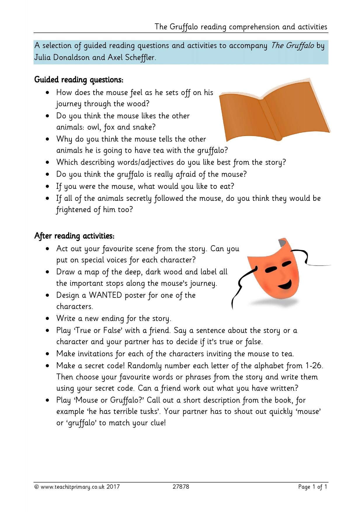 The Gruffalo Reading Comprehension And Activities The Gruffalo Reading Comprehension And Activities