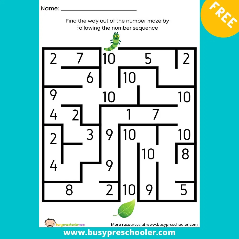 THE NUMBER 10 IDENTIFICATION MAZE BusyPreschooler THE NUMBER 10 IDENTIFICATION MAZE BusyPreschooler