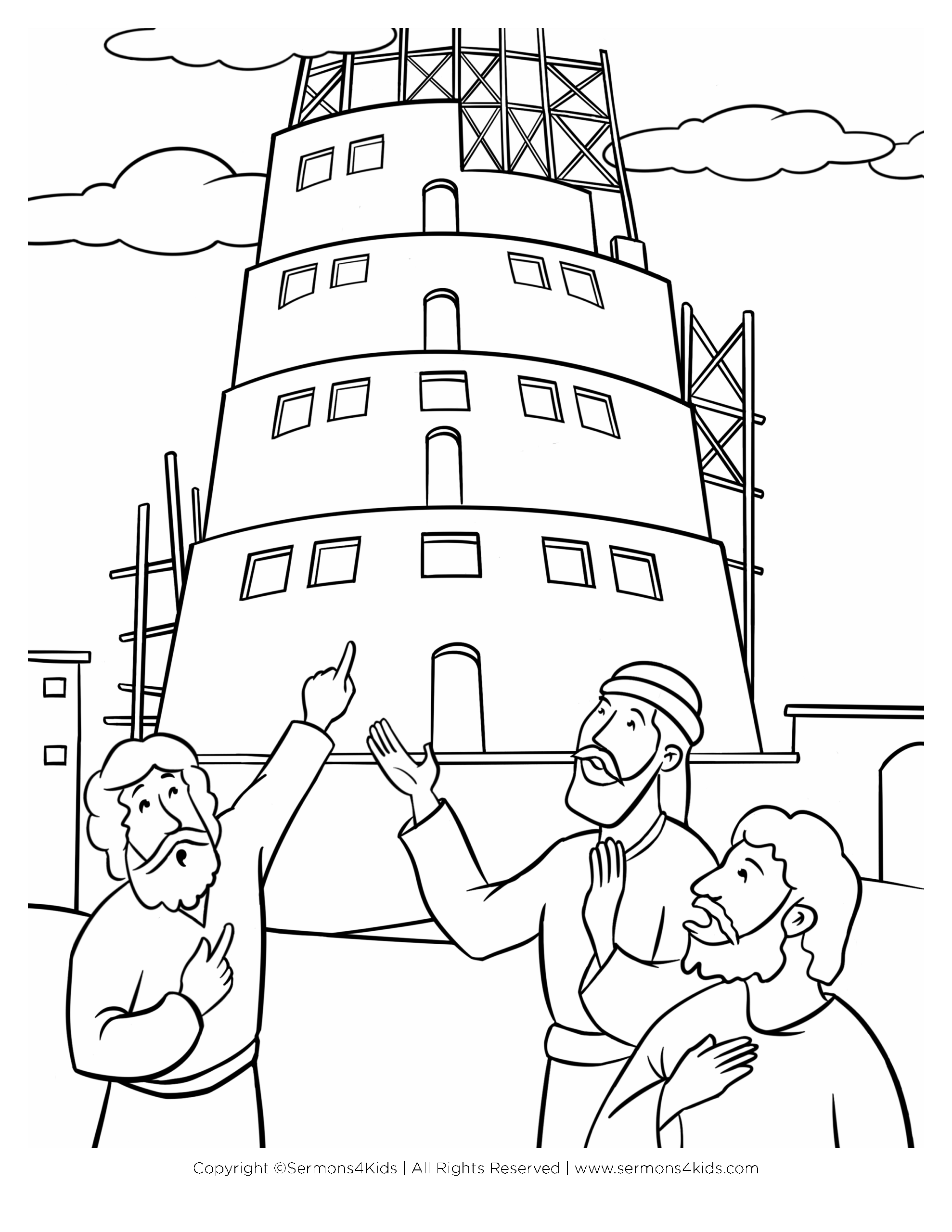 The Tower Of Babel Children s Bible Coloring Page From Sermons4Kids 