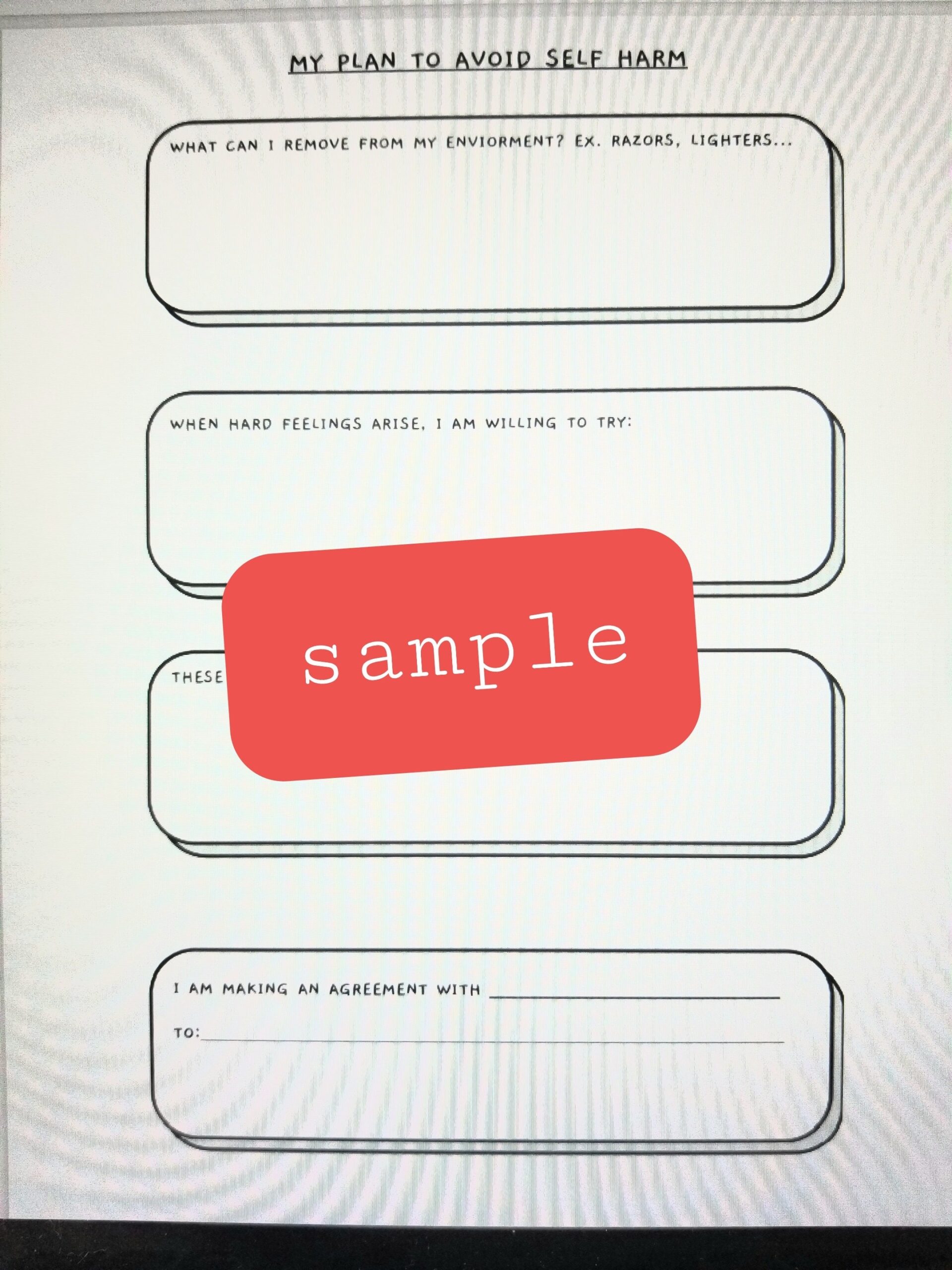 Free Printable Teens Self Harm Worksheets