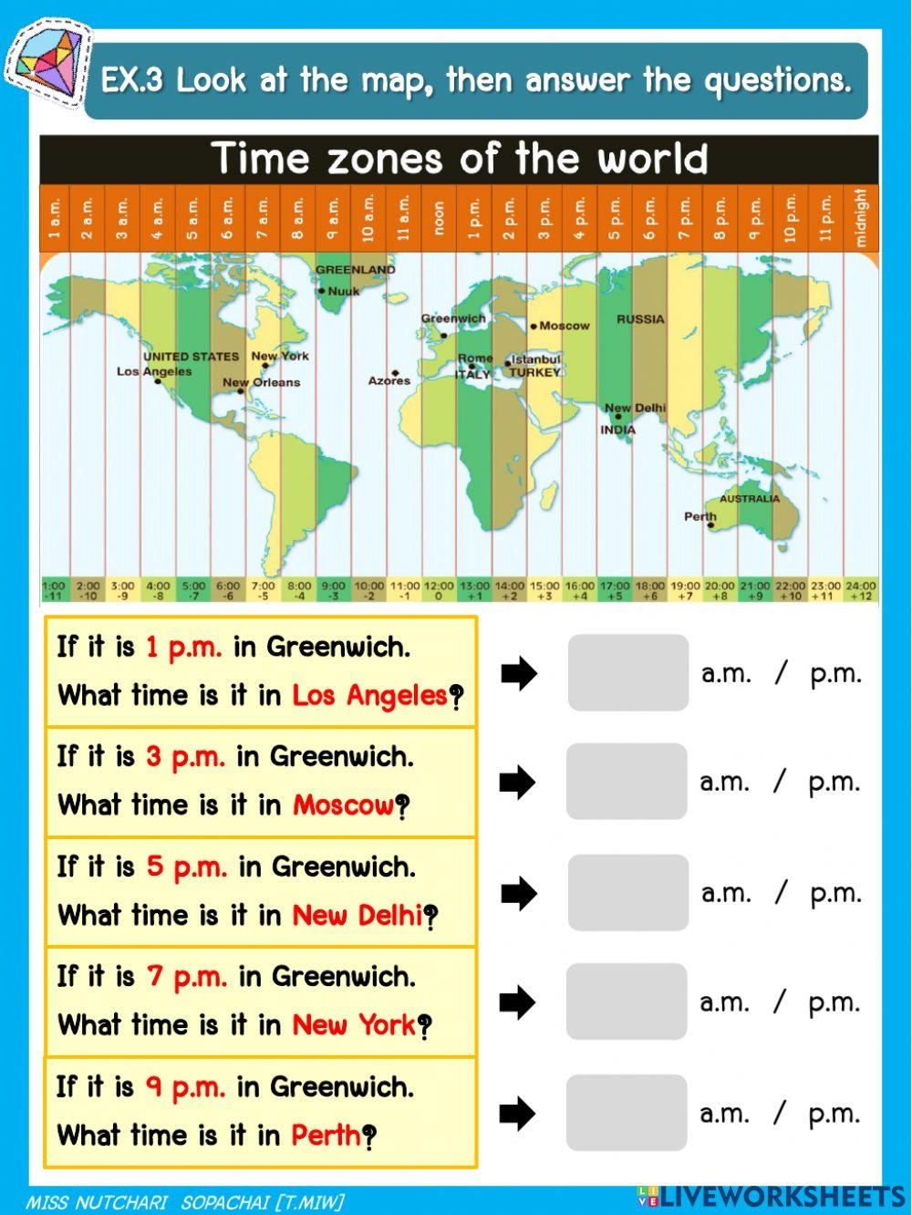 Time Zones Online Exercise Live Worksheets Worksheets Library Time Zones Online Exercise Live Worksheets Worksheets Library
