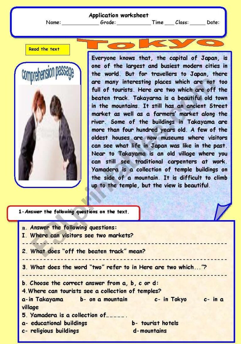 Tokyo ESL Worksheet By Adel A