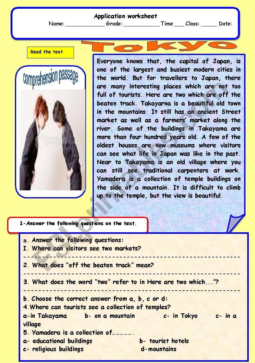 Tokyo ESL Worksheet By Adel A