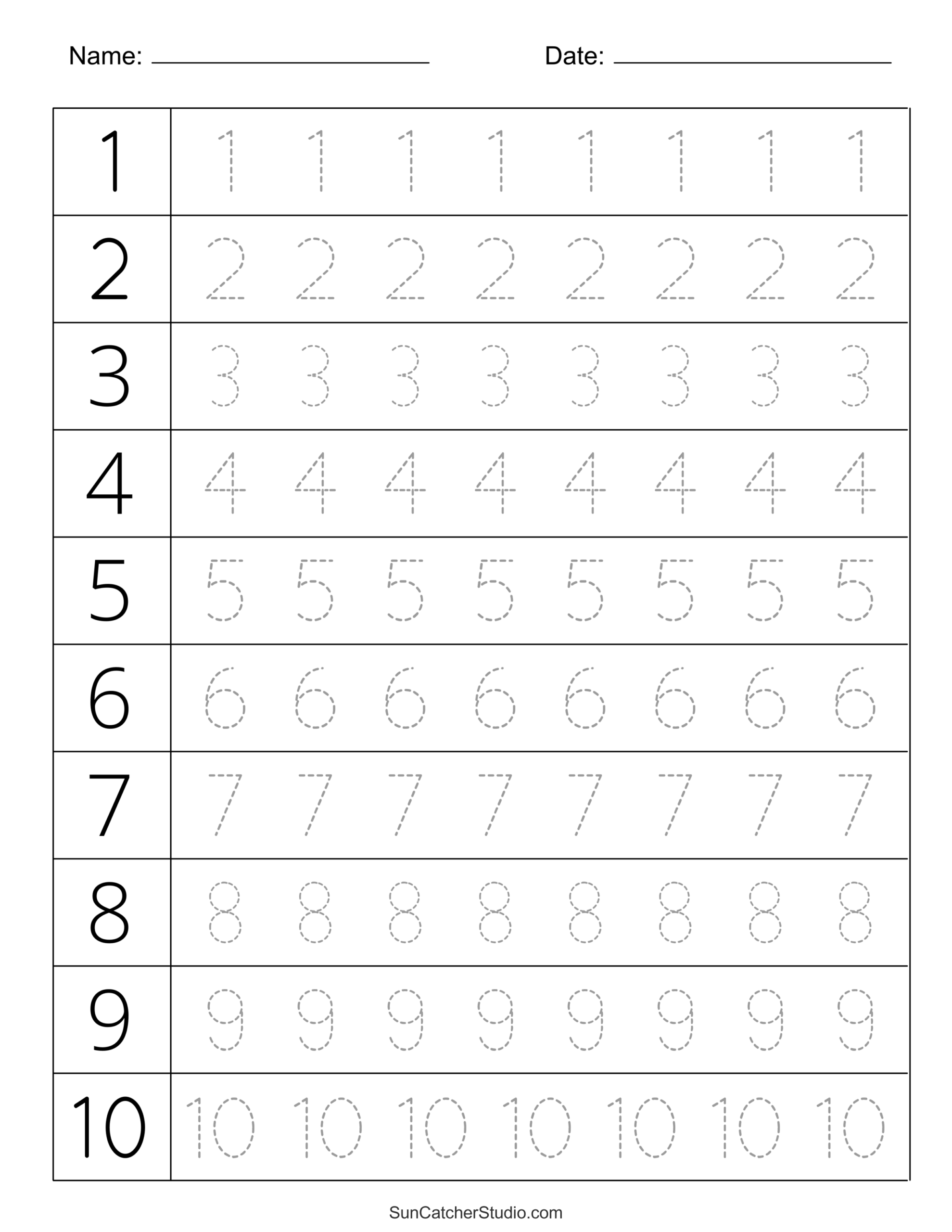 Tracing Numbers Free Printable Practice PDF Worksheets Free 