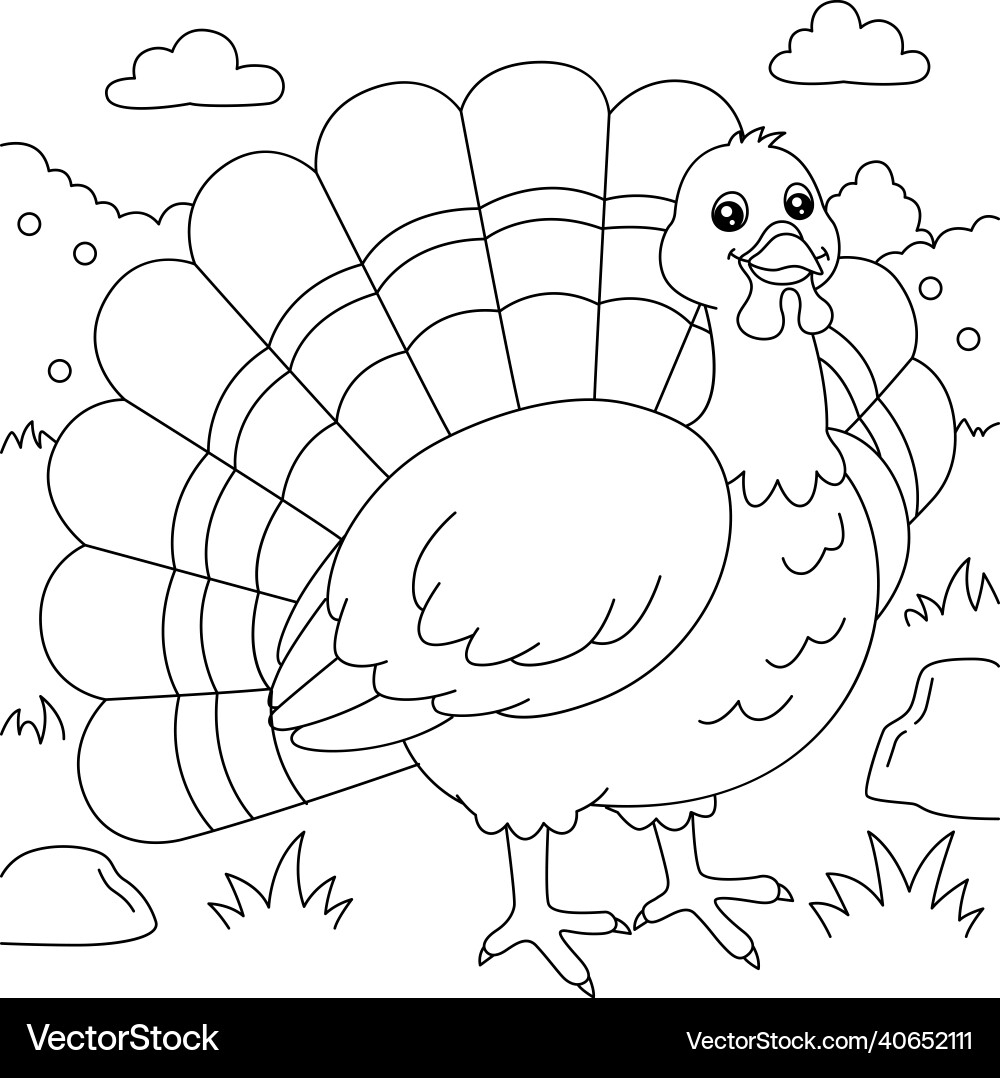 Turkey Coloring Page For Kids Royalty Free Vector Image