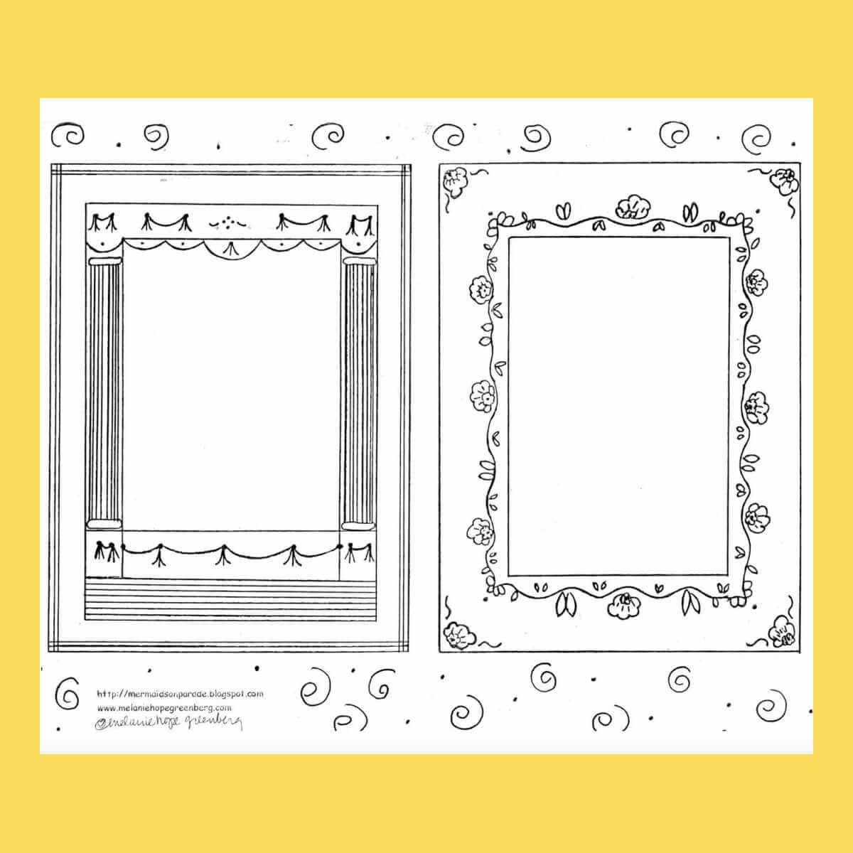 Two Frames For School Portraits Coloring Page Two Frames For School Portraits Coloring Page