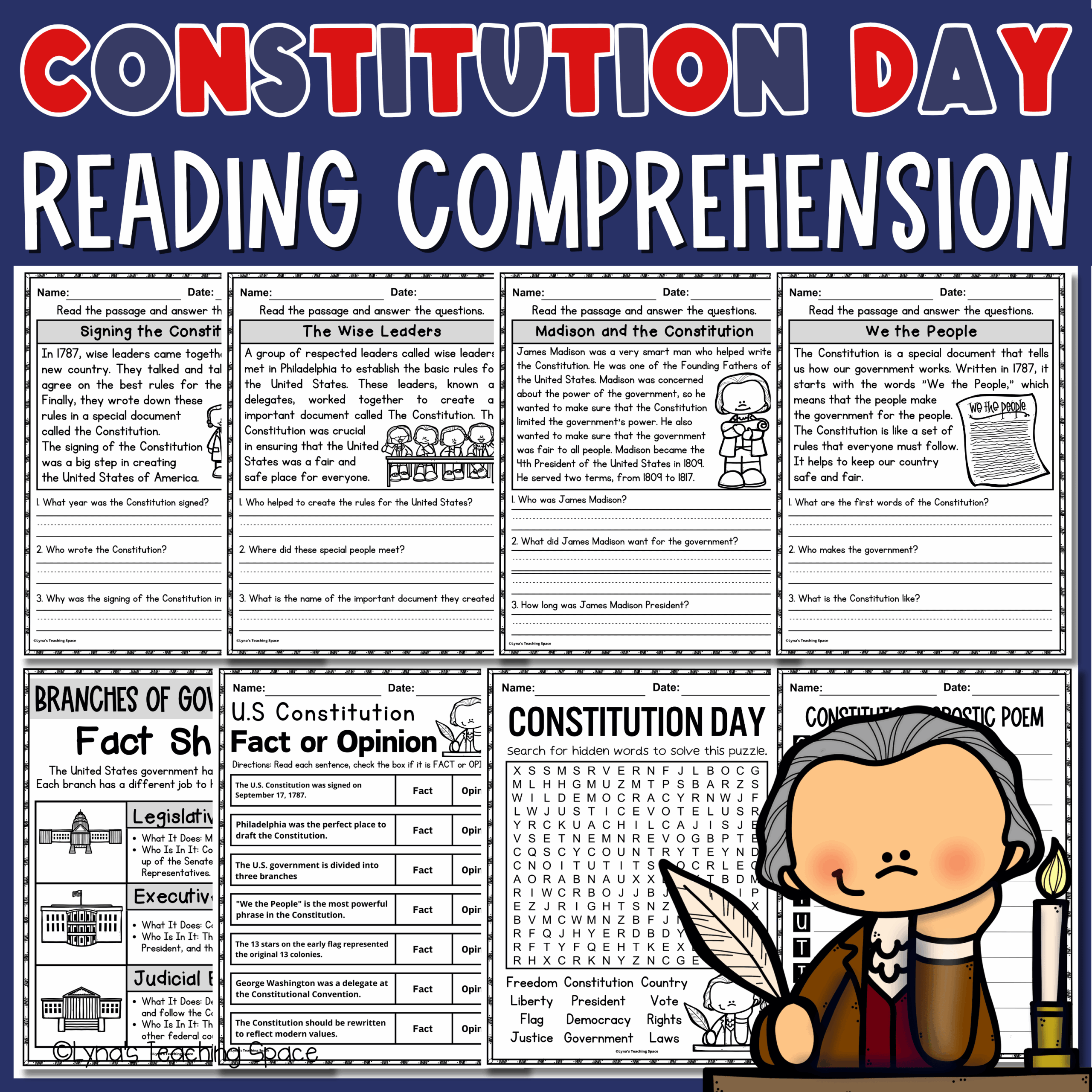 U S Constitution Day Reading Comprehension Passages U0026 Questions U S Constitution Day Reading Comprehension Passages U0026 Questions