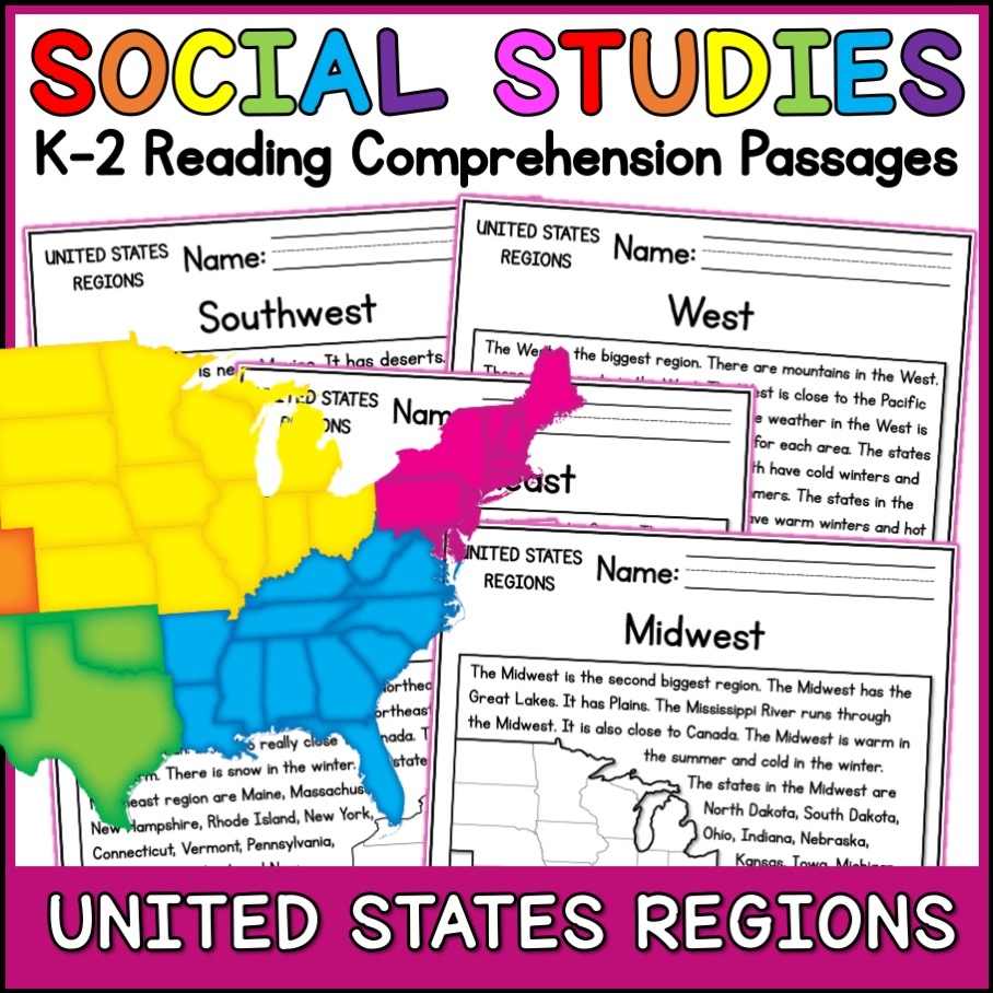 50 States Reading Comprehension Worksheets
