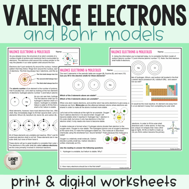 Valence Electrons And Molecules Reading Comprehension Worksheets