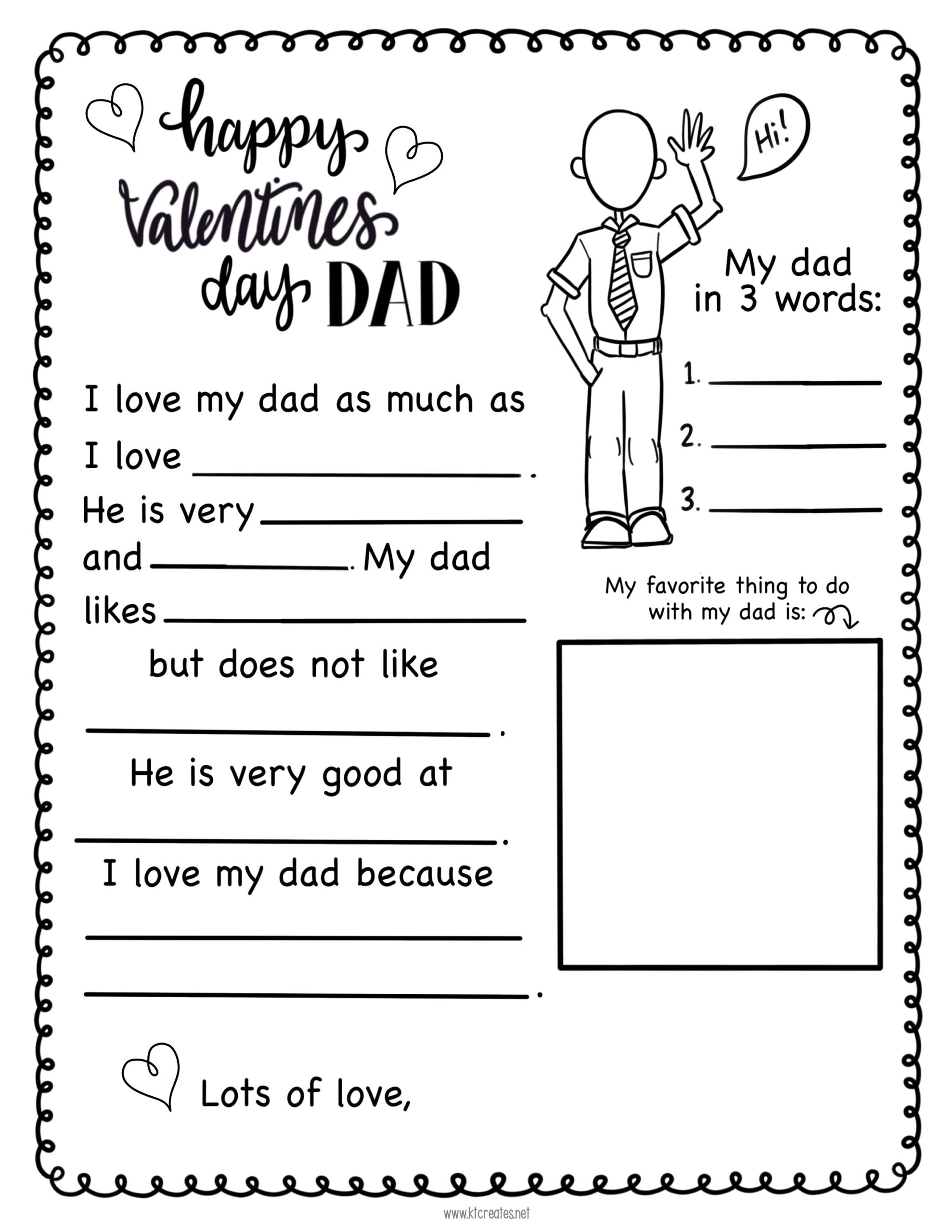 Valentine s Day Dad Card questionnaire Printable