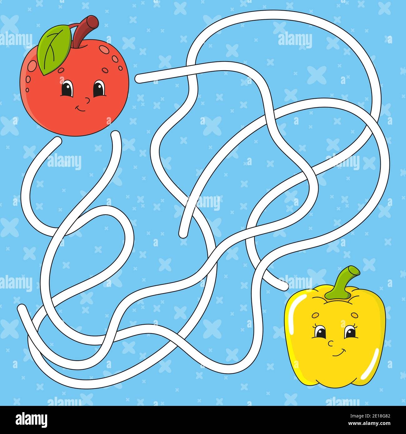 Vegetable Pepper Fruit Apple Maze Game For Kids Labyrinth 