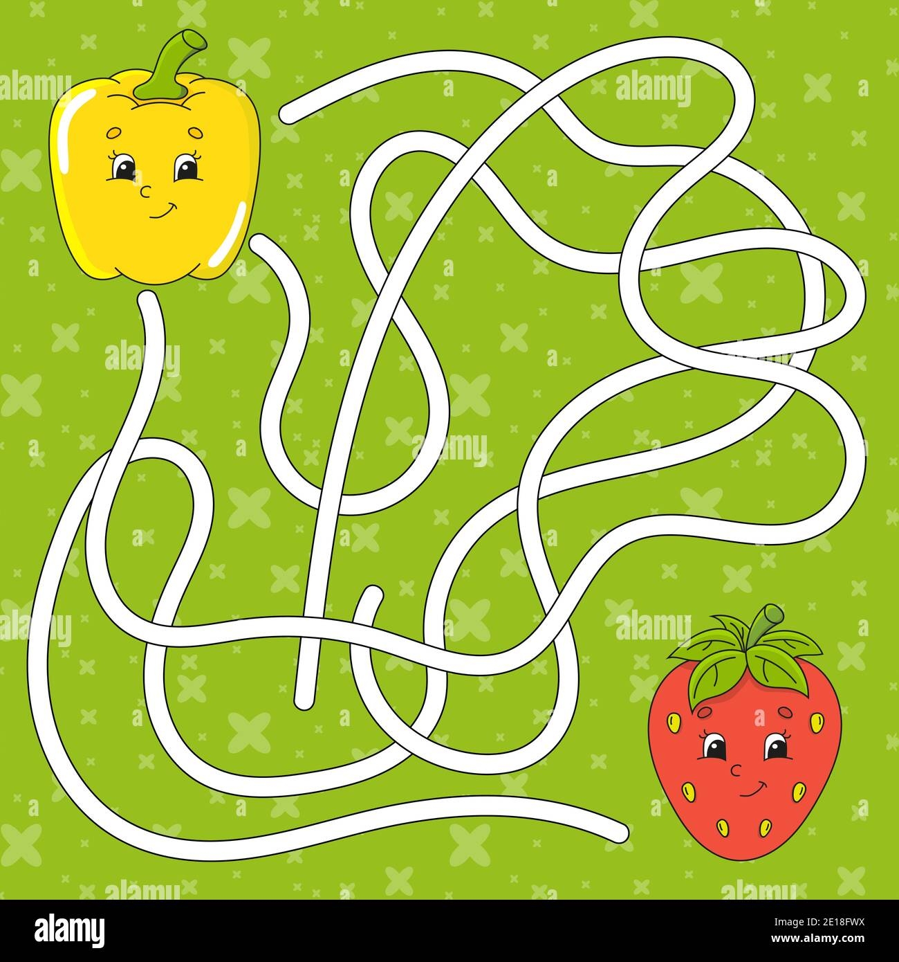 Vegetable Pepper Strawberry Maze Game For Kids Labyrinth 