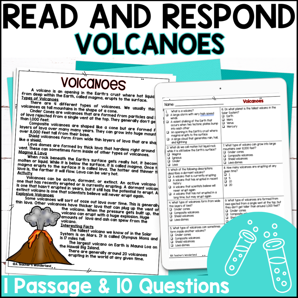 Volcano Reading Comprehension Worksheet Volcano Reading Comprehension Worksheet