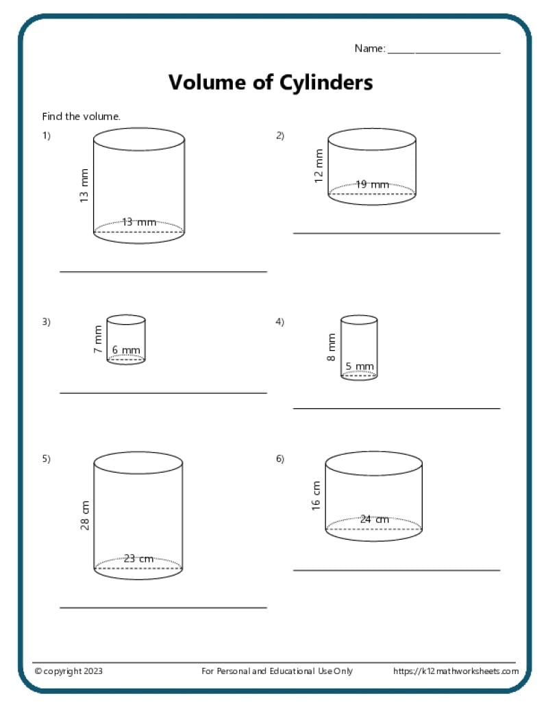 Free Printable Volume Worksheets