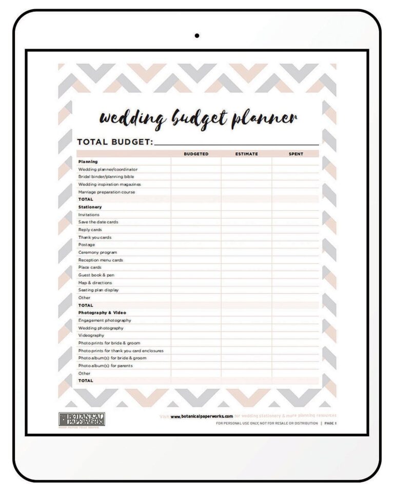 Wedding Planning Printables Free Templates To Keep You Organized Worksheets Library